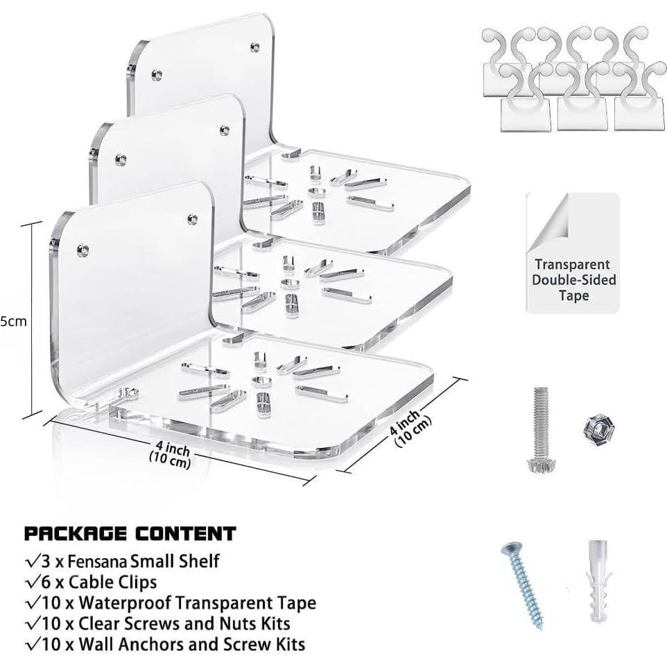 Estantes Flotantes de Acrílico Fensana - Paquete de 3, 0.38 cm