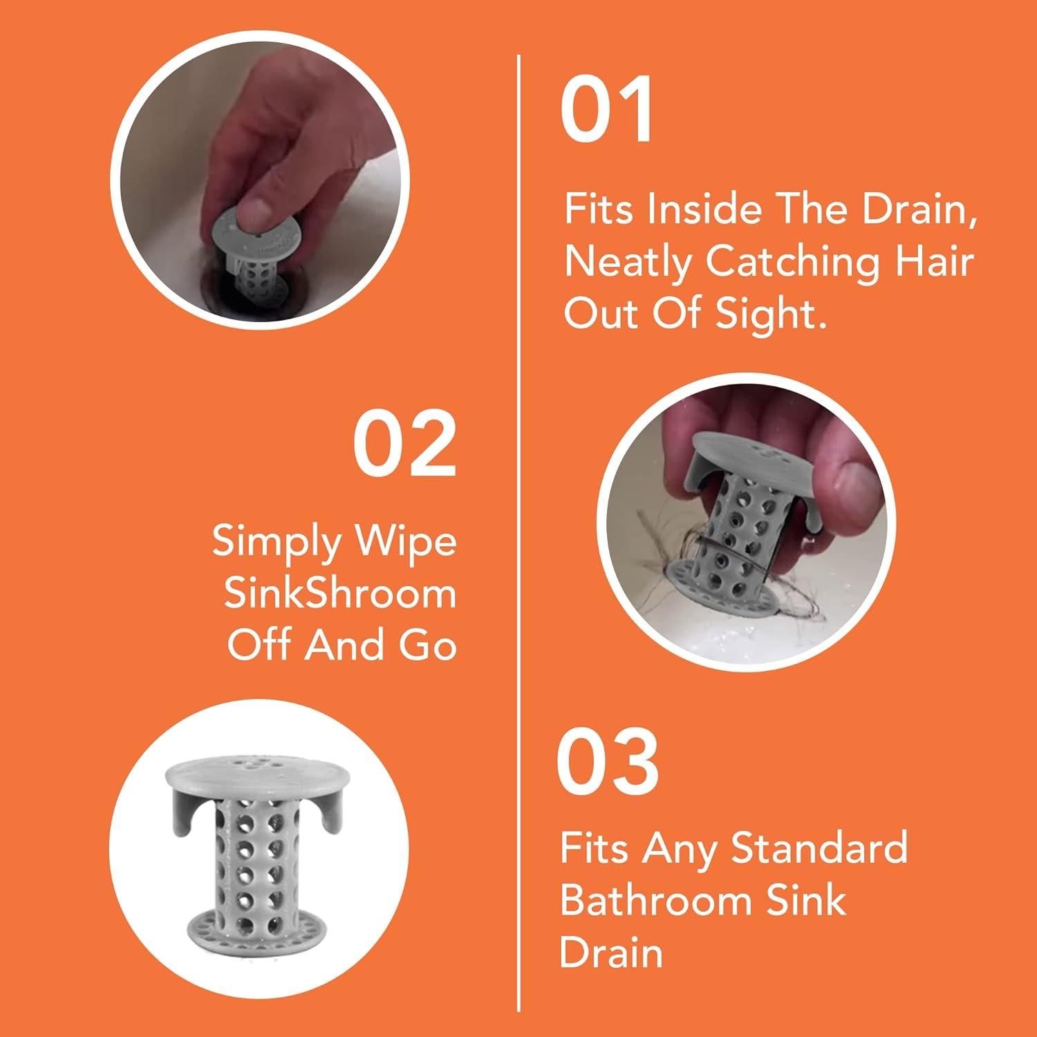 SinkShroom TubShroom Colador Drenaje Lavabo Gris