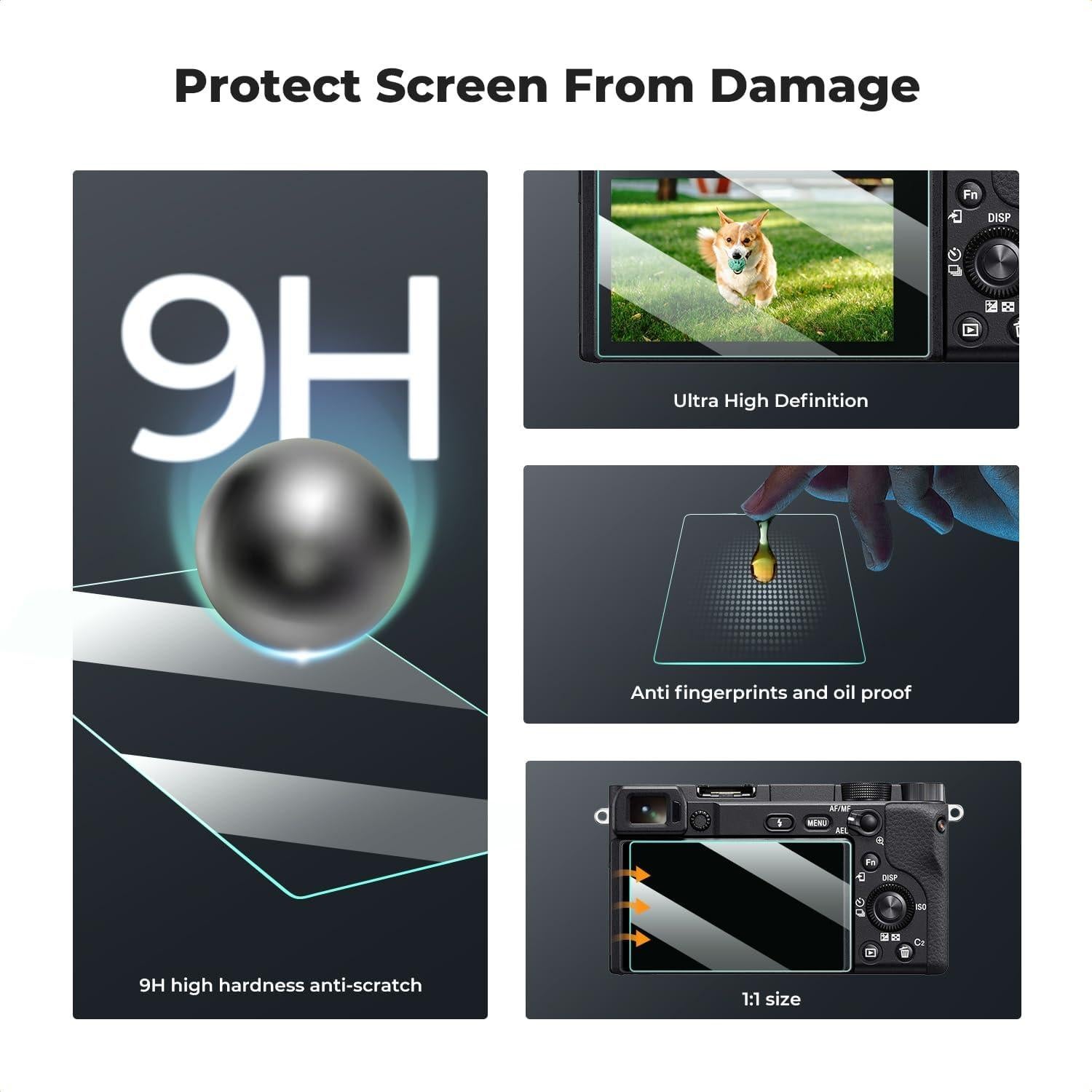 K&F Concept Protector de Pantalla y Cubierta Zapata Fría para Cámara Sony NEX 7/6/5/3N/A6600/A6100/A6400/A6300/A6000/A5000