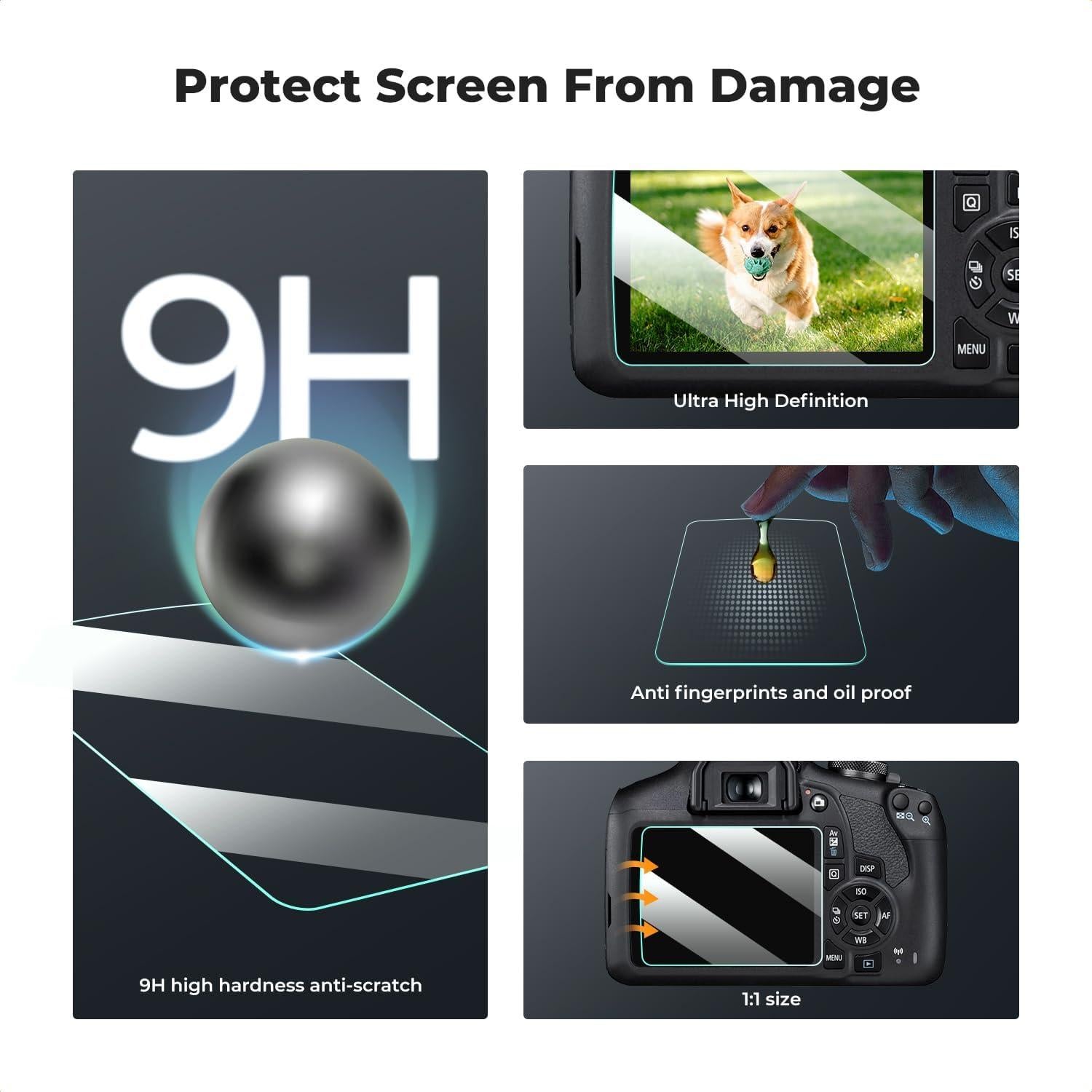 Protector de Pantalla K&F Concept para Canon EOS Rebel T7 T6 T5