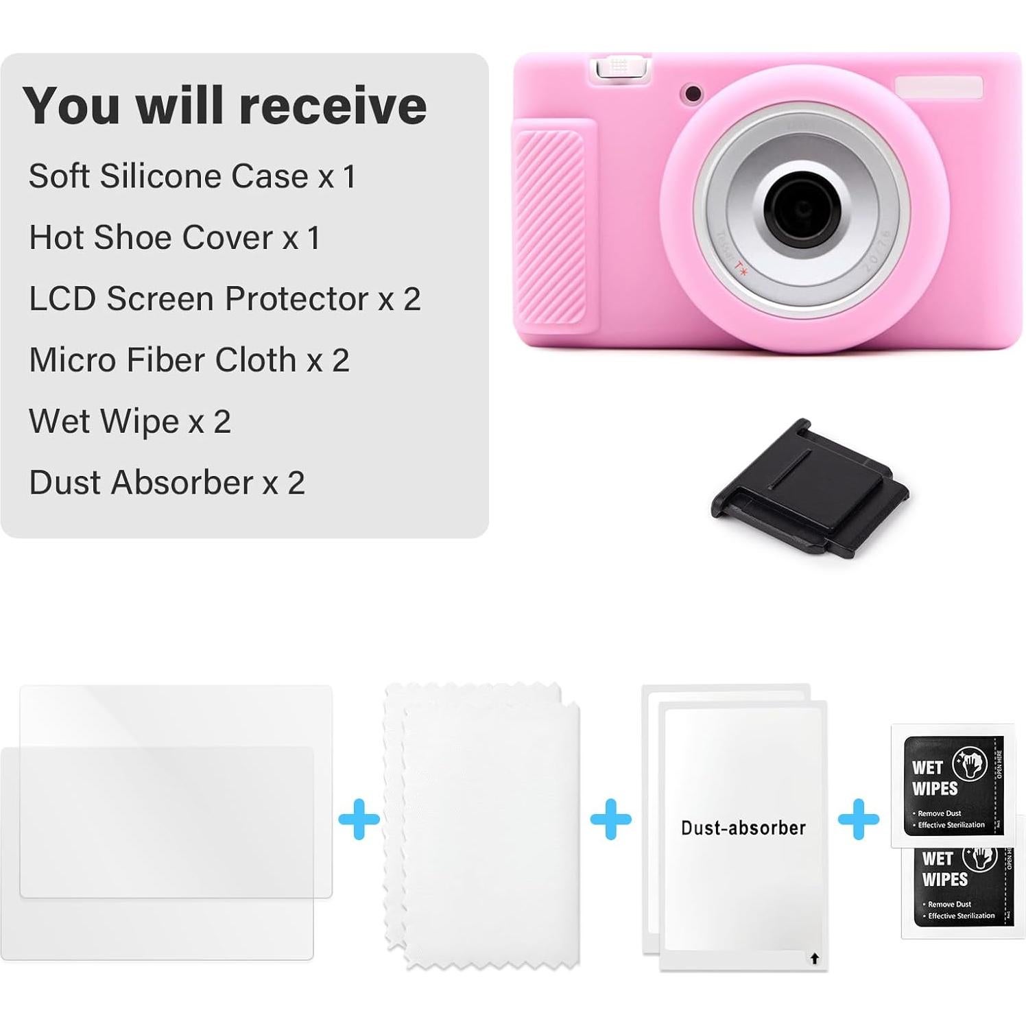 Kit de Accesorios para Cámara Sony ZV-1F - Funda Silicona Rosa