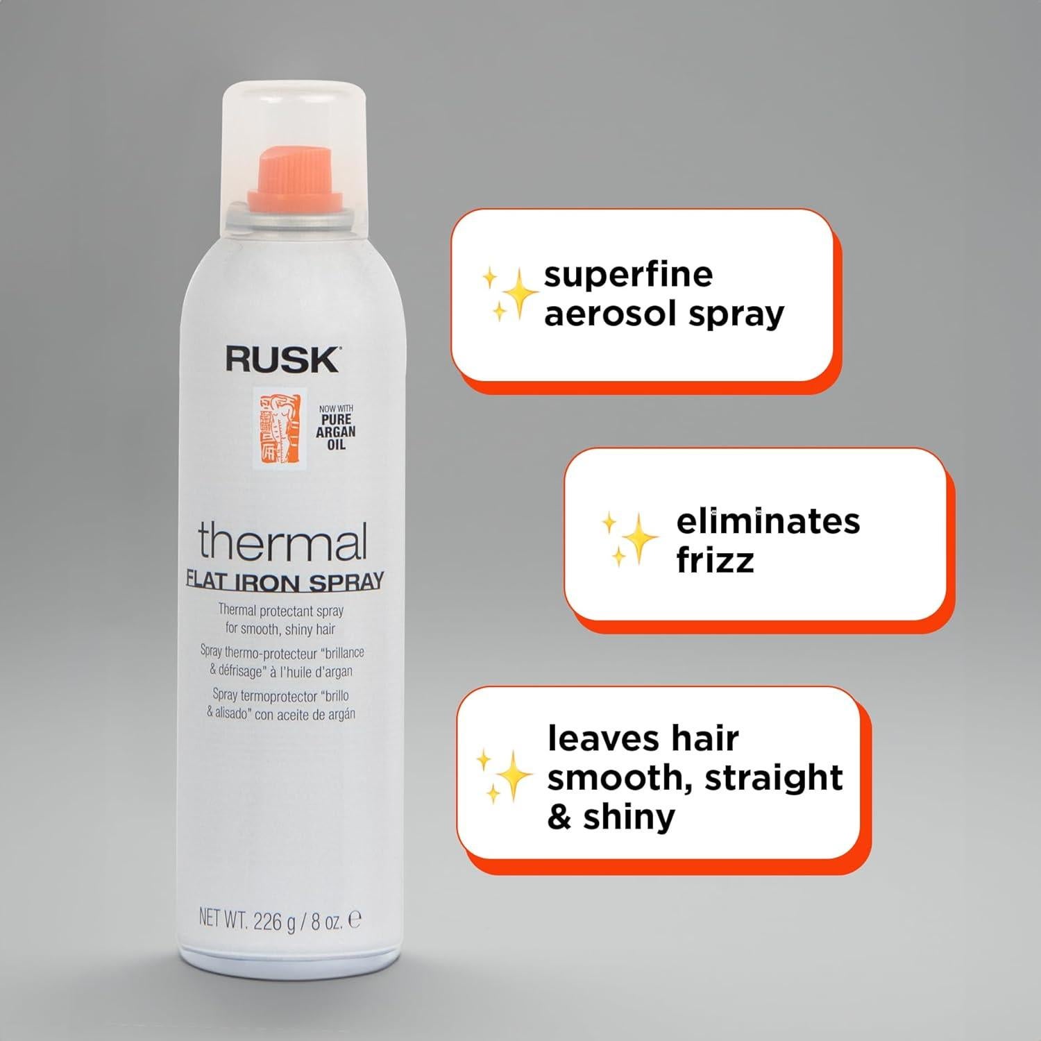 RUSK Spray Térmico con Aceite de Argán 240ml Elimina Frizz