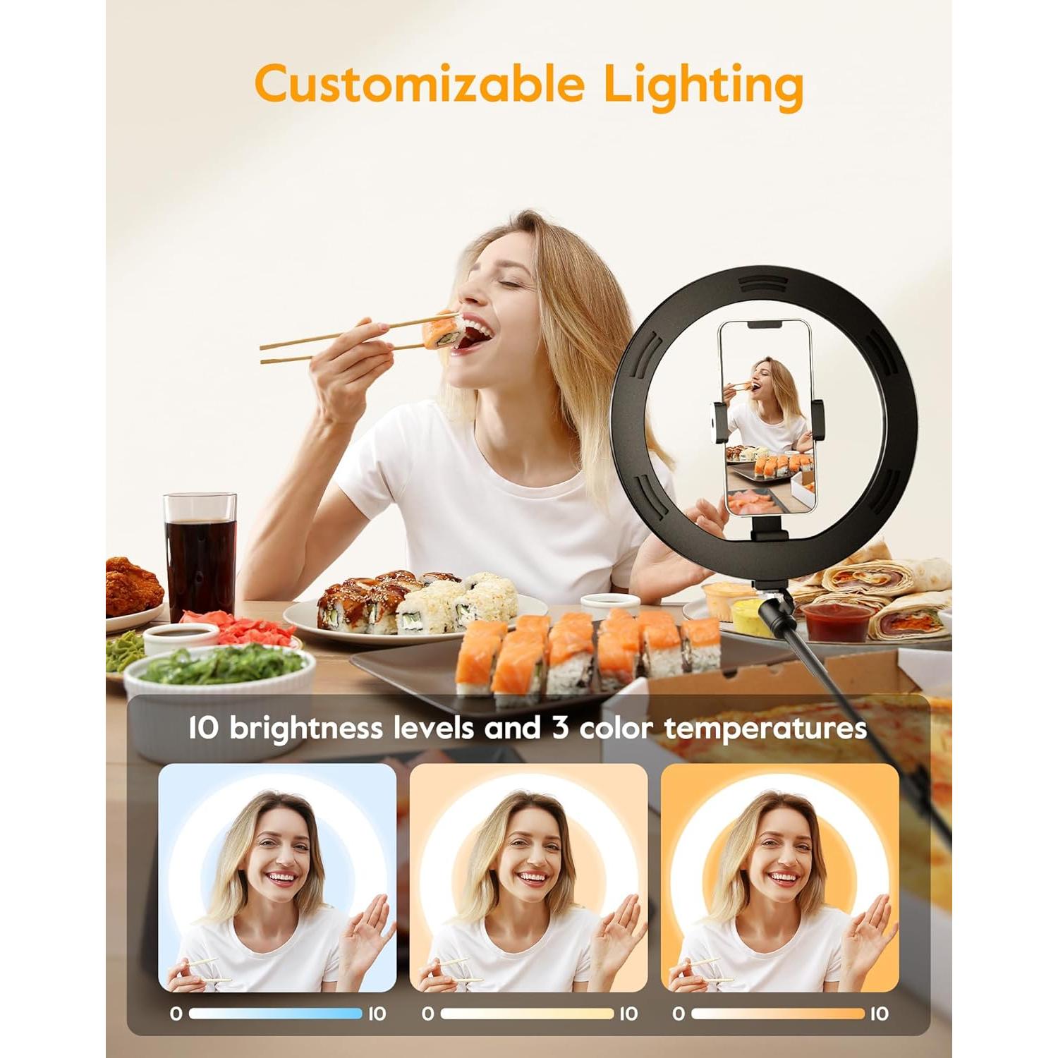 Anillo de Luz LED LUXSURE 25.4 cm con Soporte Ajustable