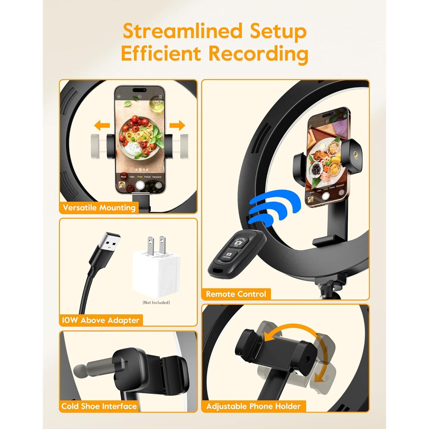 Anillo de Luz LED LUXSURE 25.4 cm con Soporte Ajustable