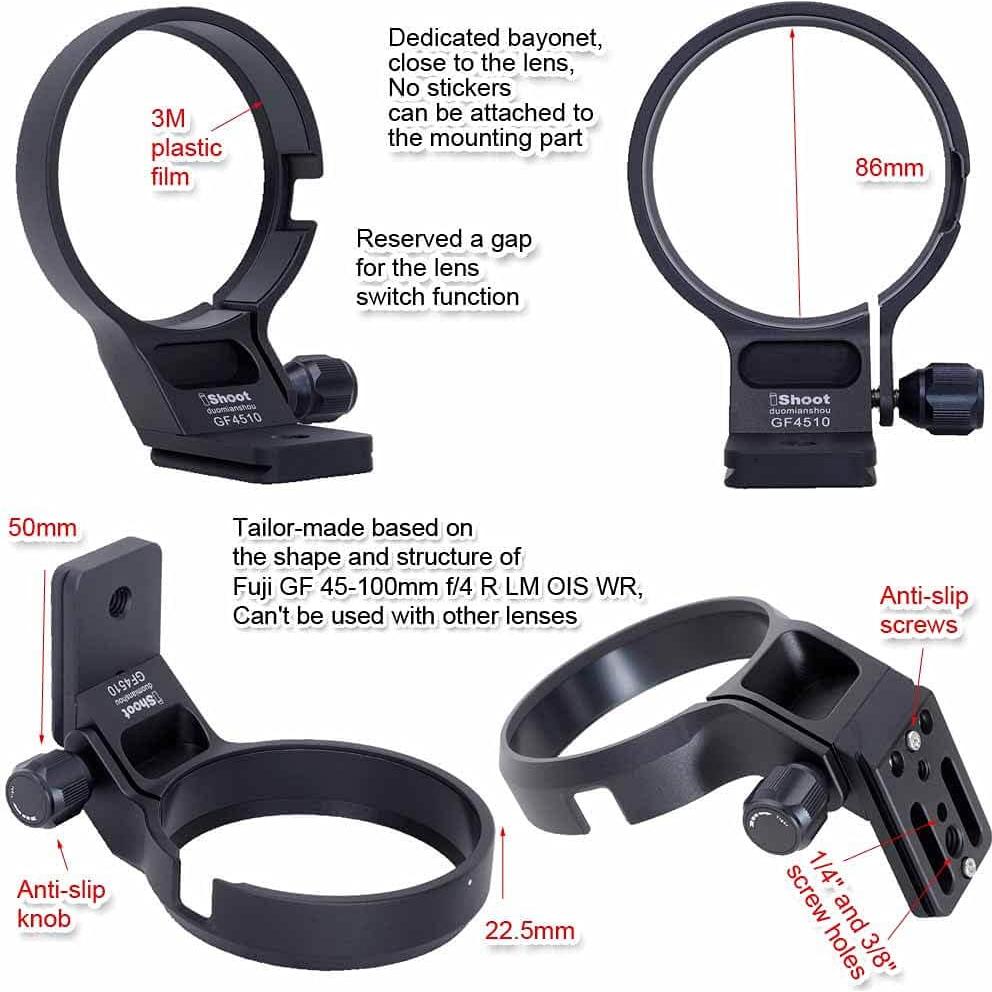 Anillo de Montaje en Trípode iShoot IS-GF4510 para Lente Fuji GF 45-100mm