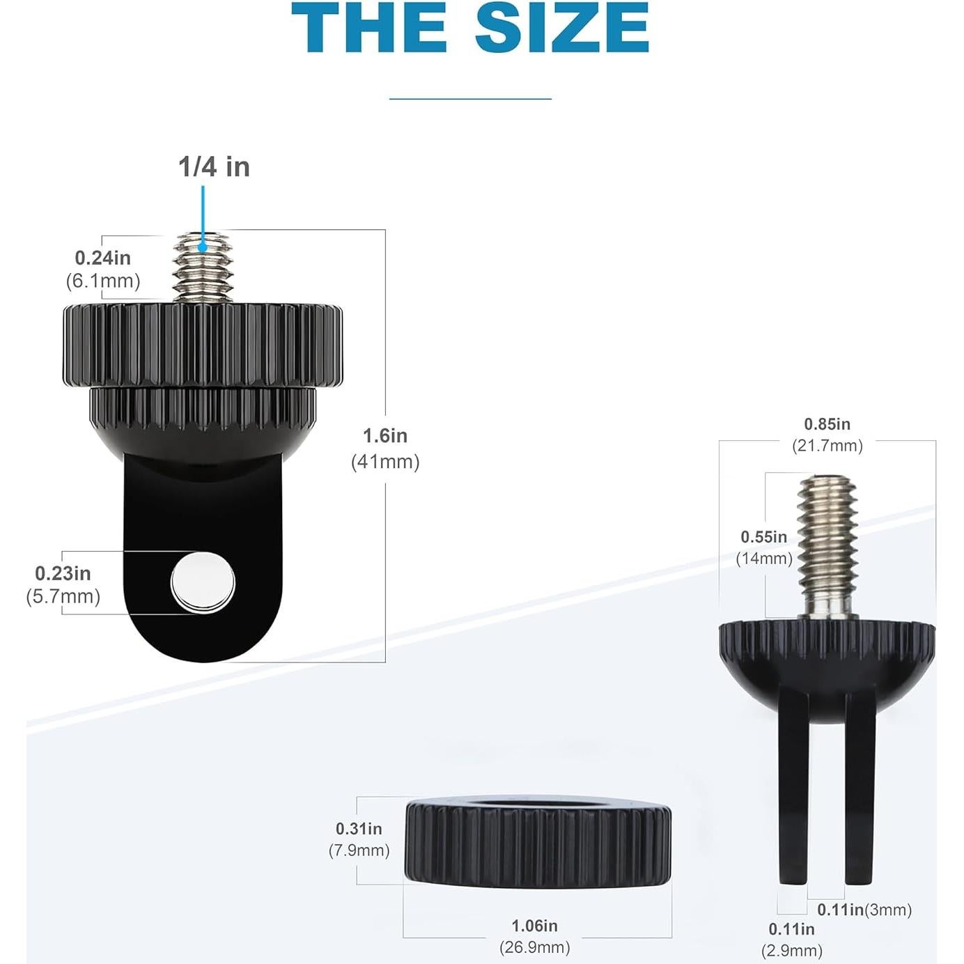 Paquete de 3 Adaptadores 1/4-20 YALLSAME con Anillo de Bloqueo