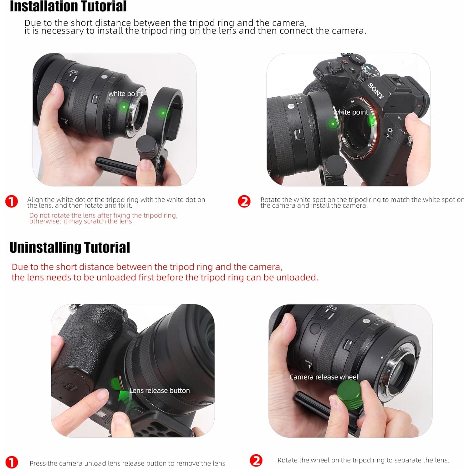 Soporte de Trípode FocusFoto 60mm para Lentes Sigma E