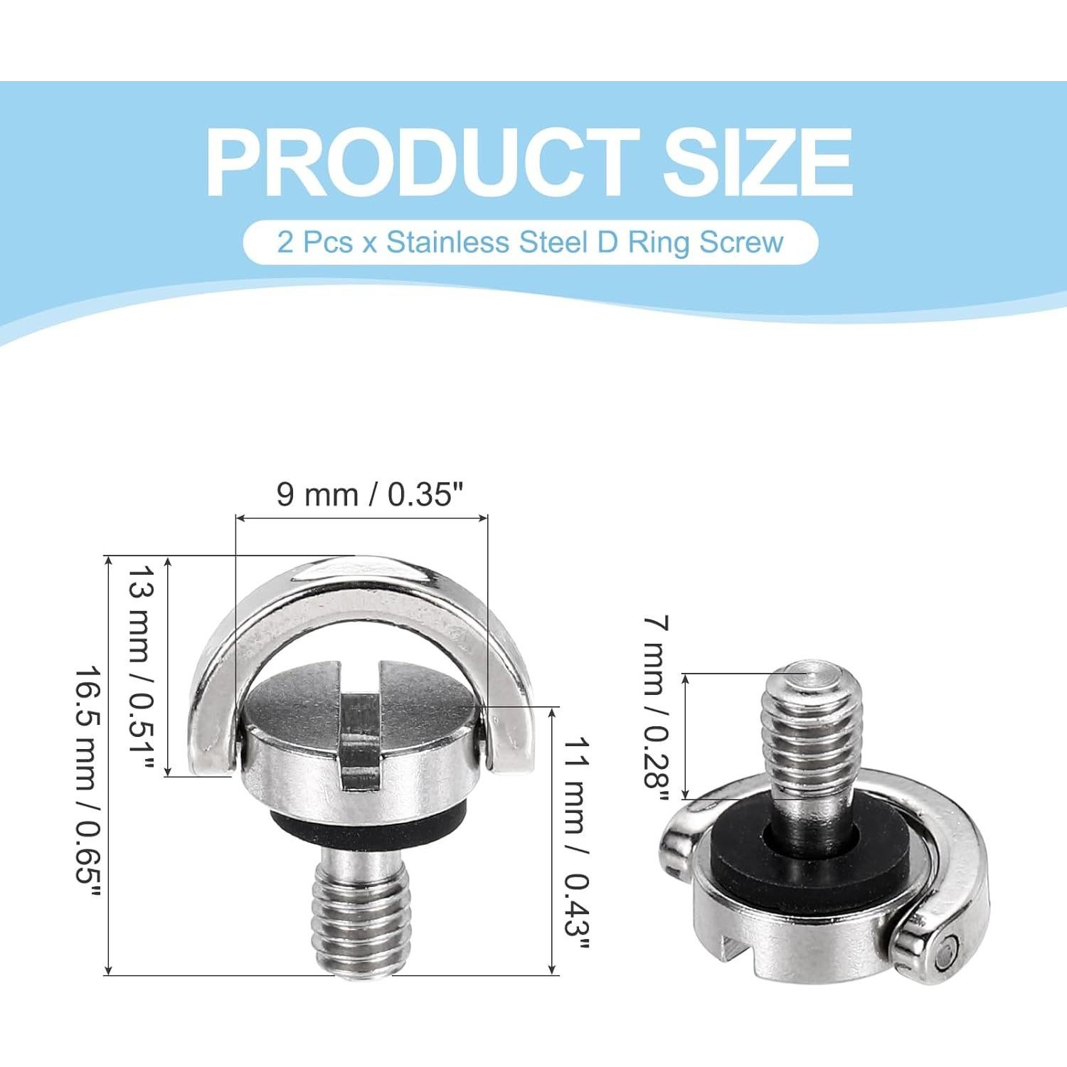 Tornillo en D de Acero Inoxidable PATIKIL - 2 Piezas 16.5mm
