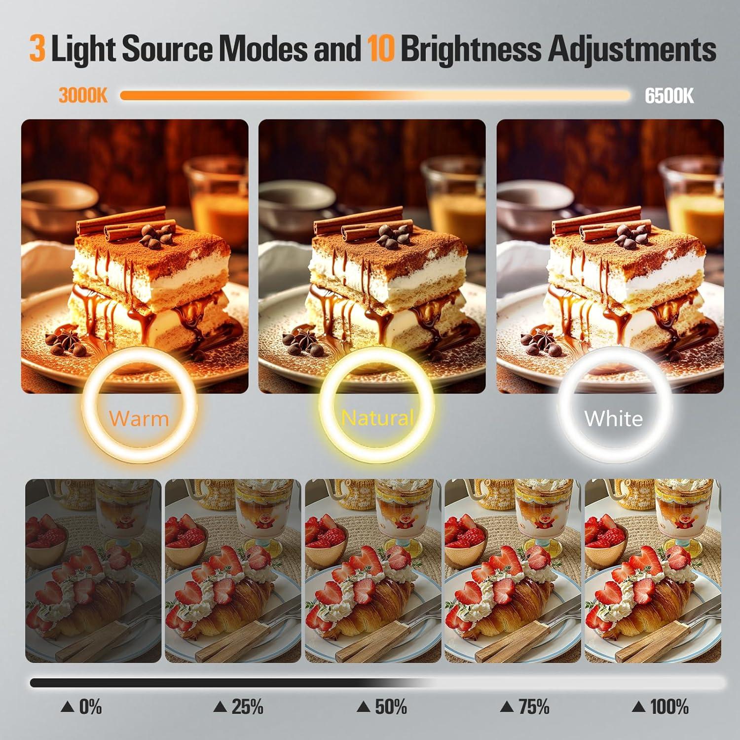 Soporte para teléfono con luz anular LED Fvellix 10"