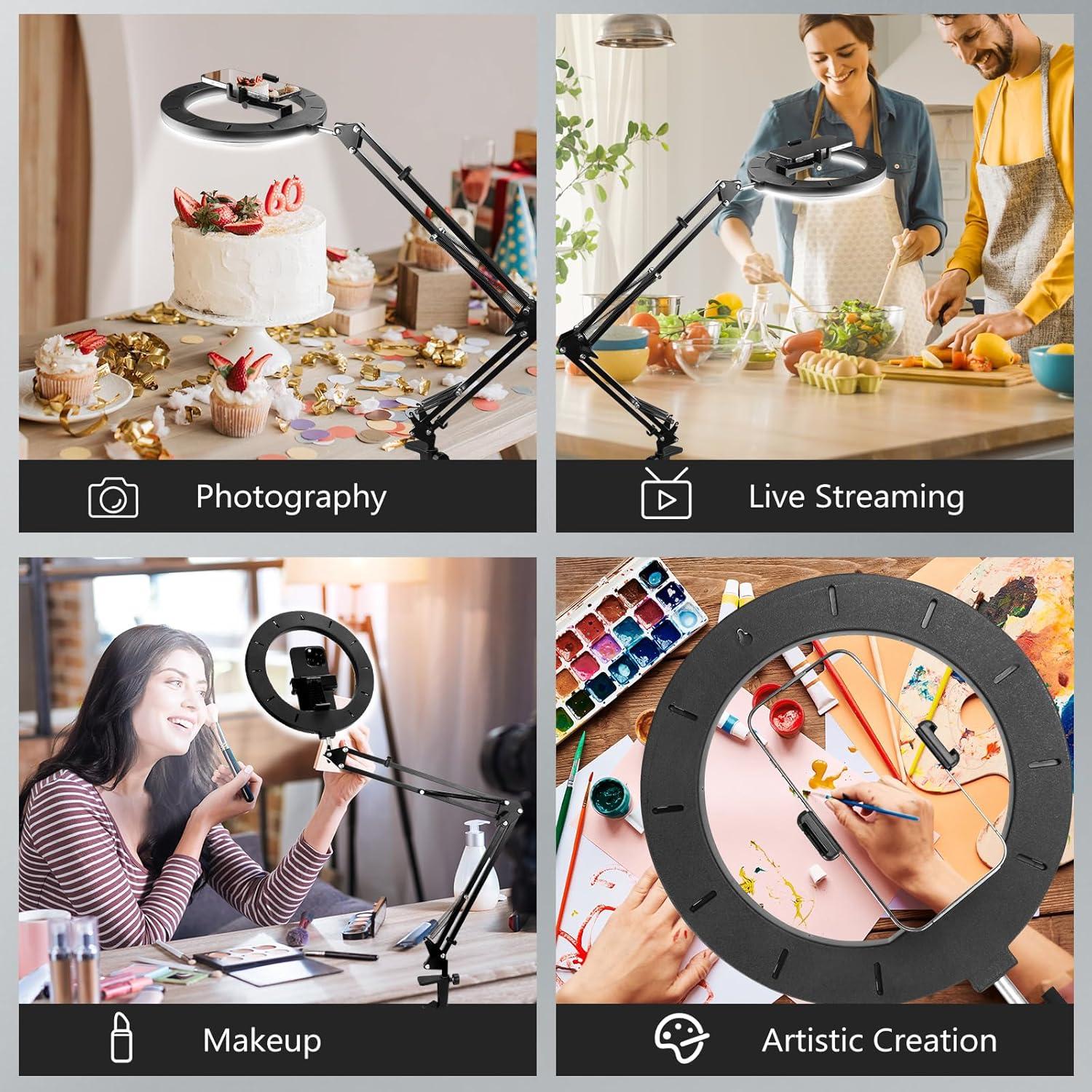 Soporte para teléfono con luz anular LED Fvellix 10"