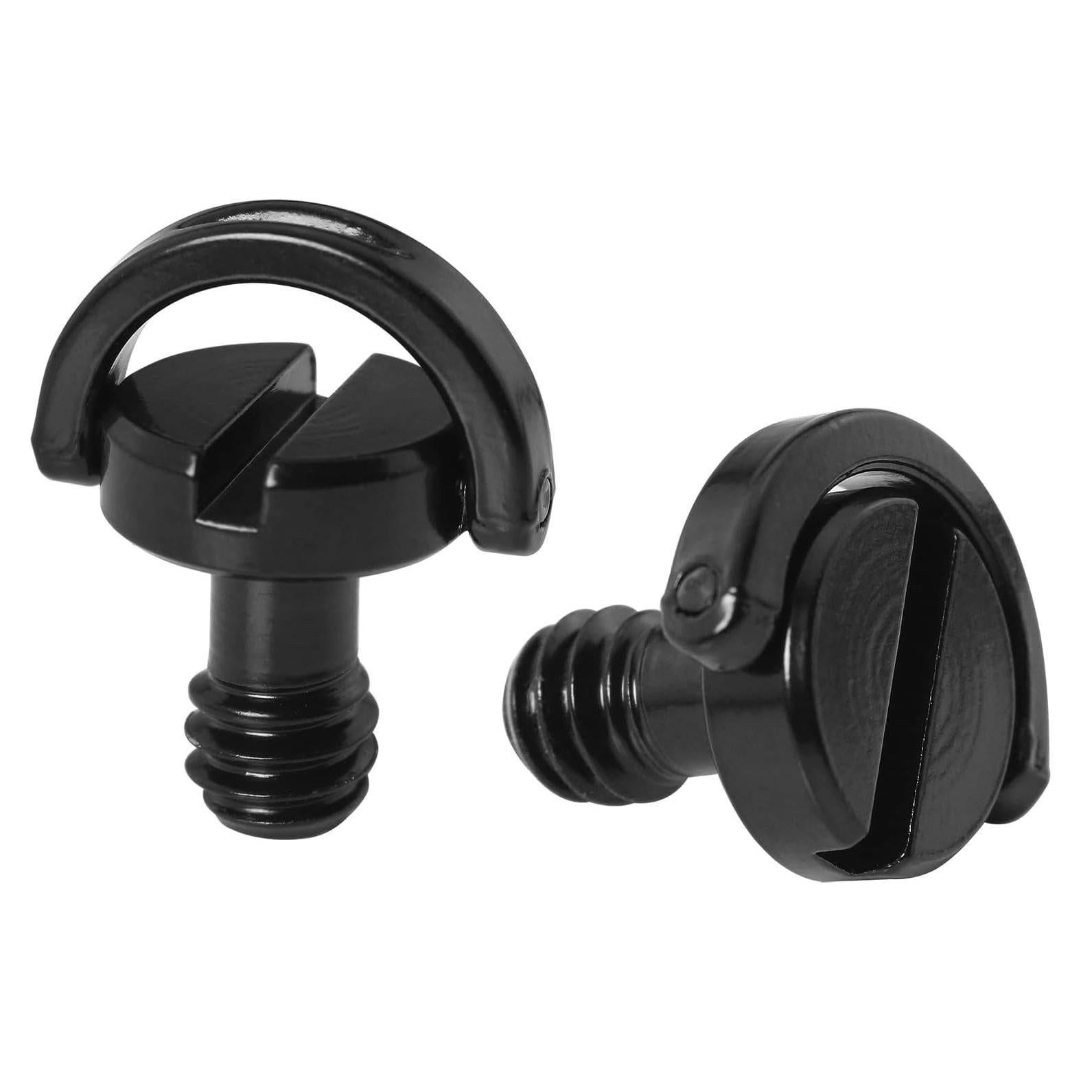 1/4inch Tripod Screw LUORNG 2PCS 1/4"-20 Stainless Steel D Shaft D-Ring for Camera Camcorder Tripod Monopod QR Quick Release Plate, Mounting Screw Adapter, Quick Release Camera Screw, Black