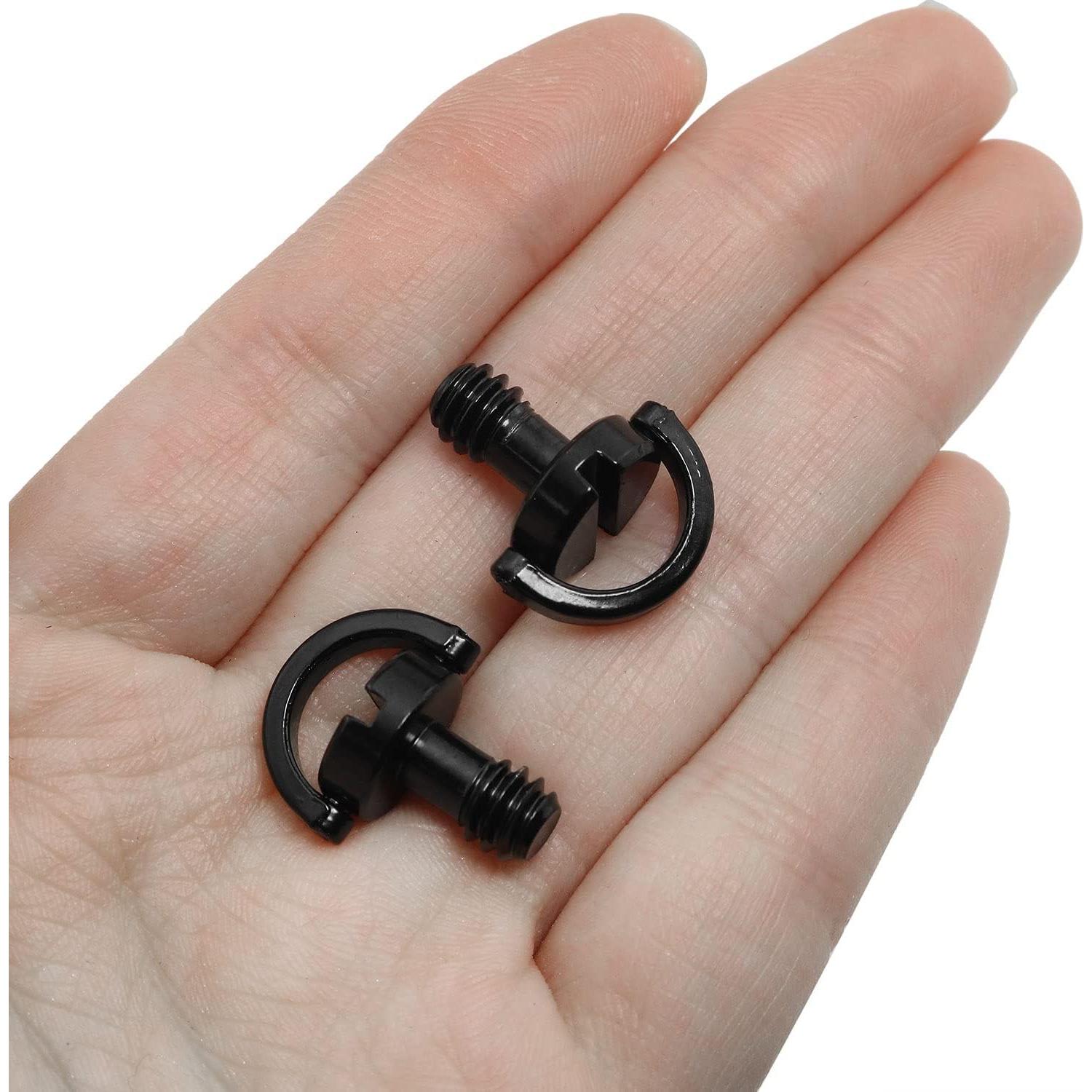 1/4inch Tripod Screw LUORNG 2PCS 1/4"-20 Stainless Steel D Shaft D-Ring for Camera Camcorder Tripod Monopod QR Quick Release Plate, Mounting Screw Adapter, Quick Release Camera Screw, Black