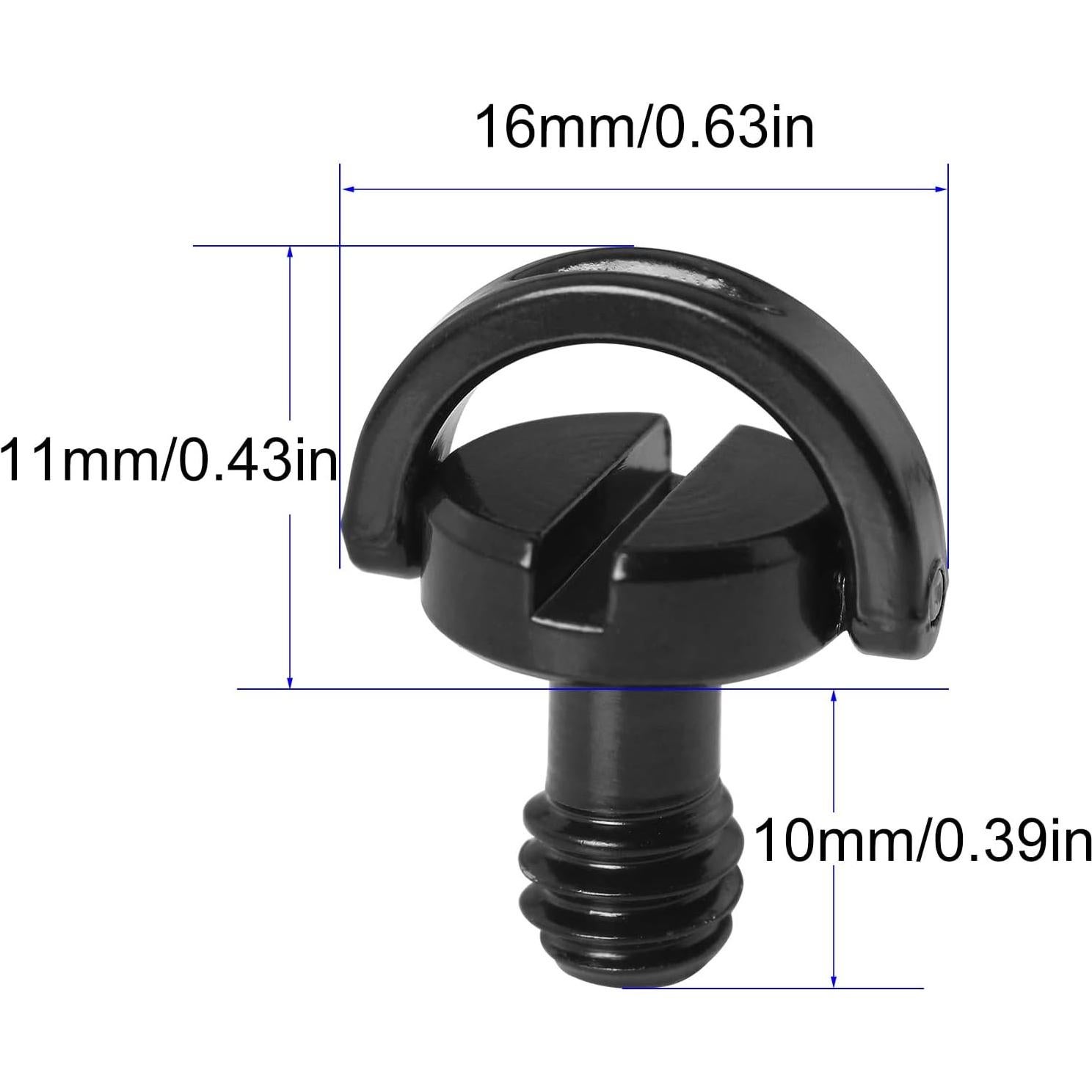 1/4inch Tripod Screw LUORNG 2PCS 1/4"-20 Stainless Steel D Shaft D-Ring for Camera Camcorder Tripod Monopod QR Quick Release Plate, Mounting Screw Adapter, Quick Release Camera Screw, Black