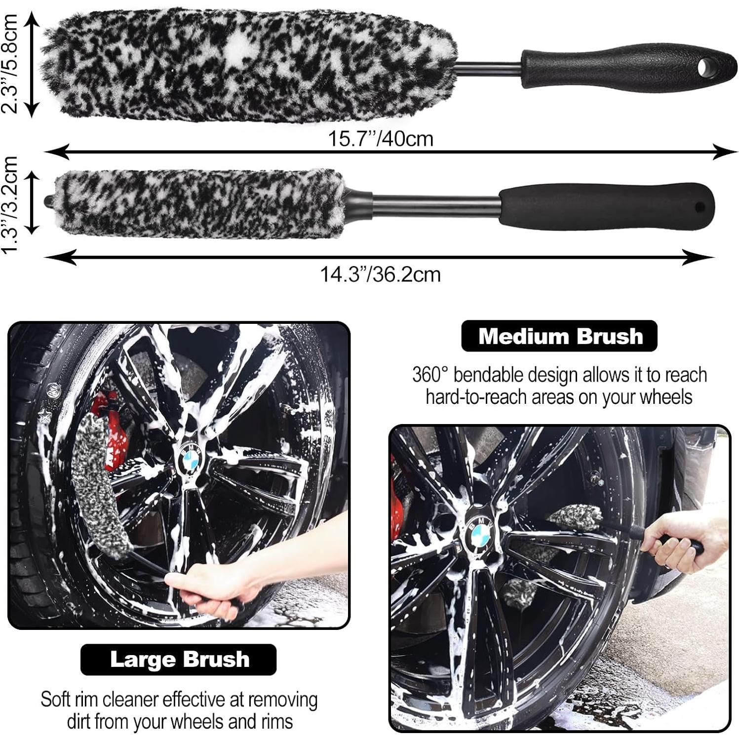 Kit de Cepillos Limpiadores de Ruedas NIKCOSMK WCB-3 Negro