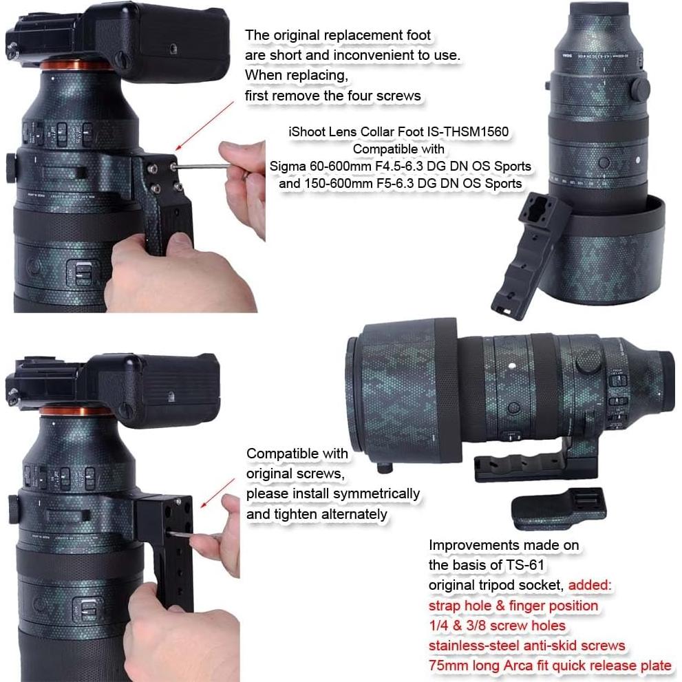 Pie de reemplazo iShoot IS-THSM1560 para lentes Sigma