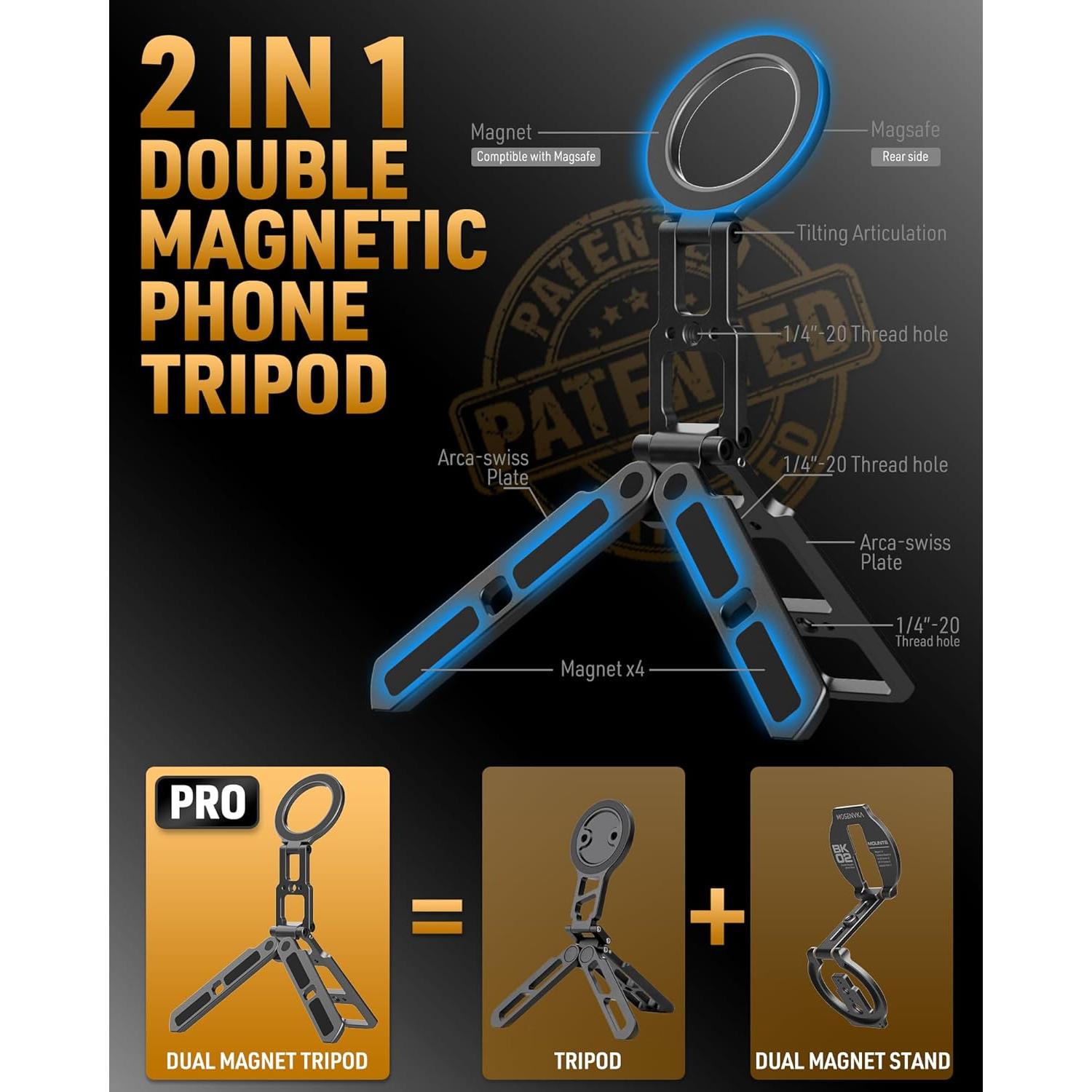 Soporte de Teléfono Magnético Plegable MOSENVKA BK03 Gris