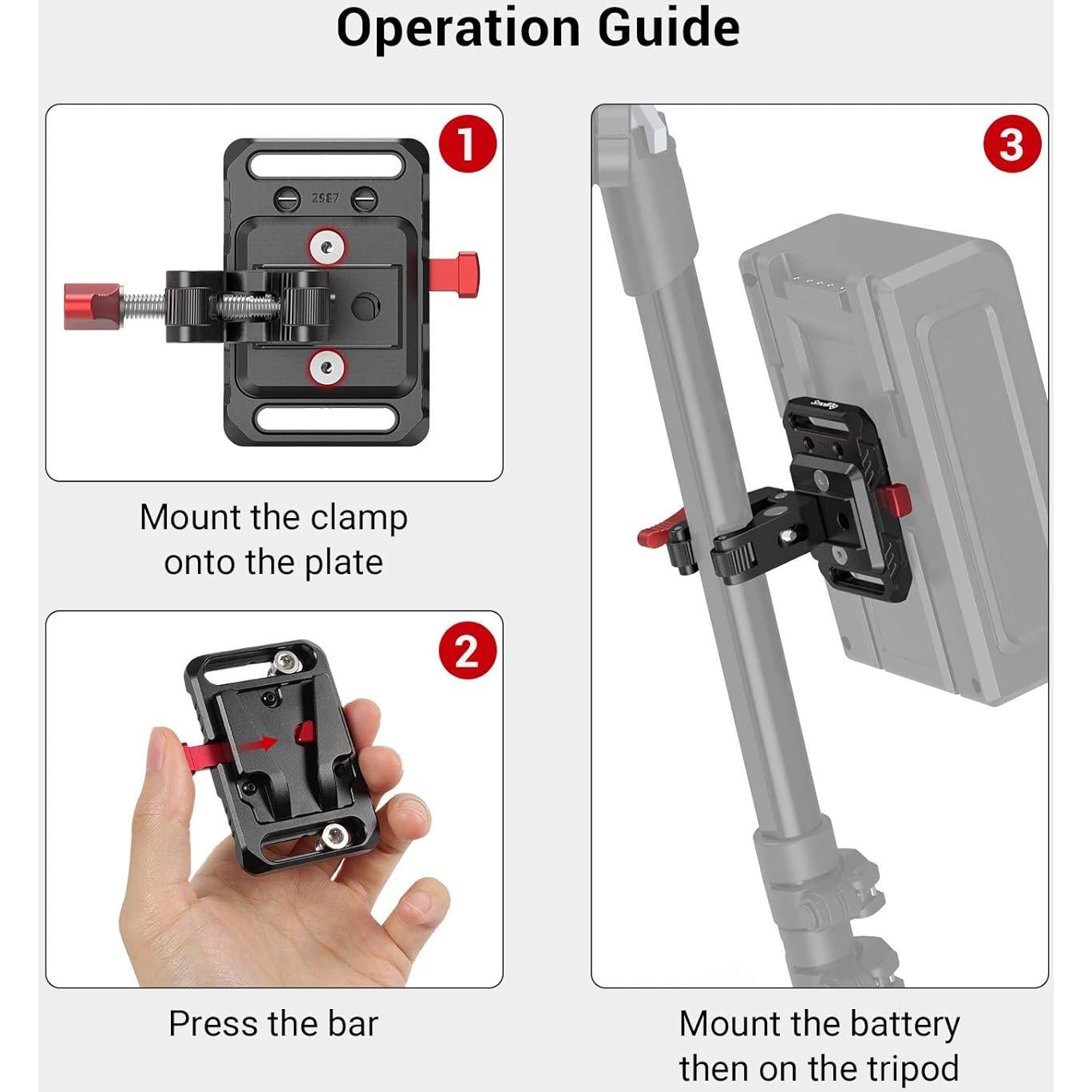 Placa de Batería Mini V Mount SmallRig 2989 con Abrazadera