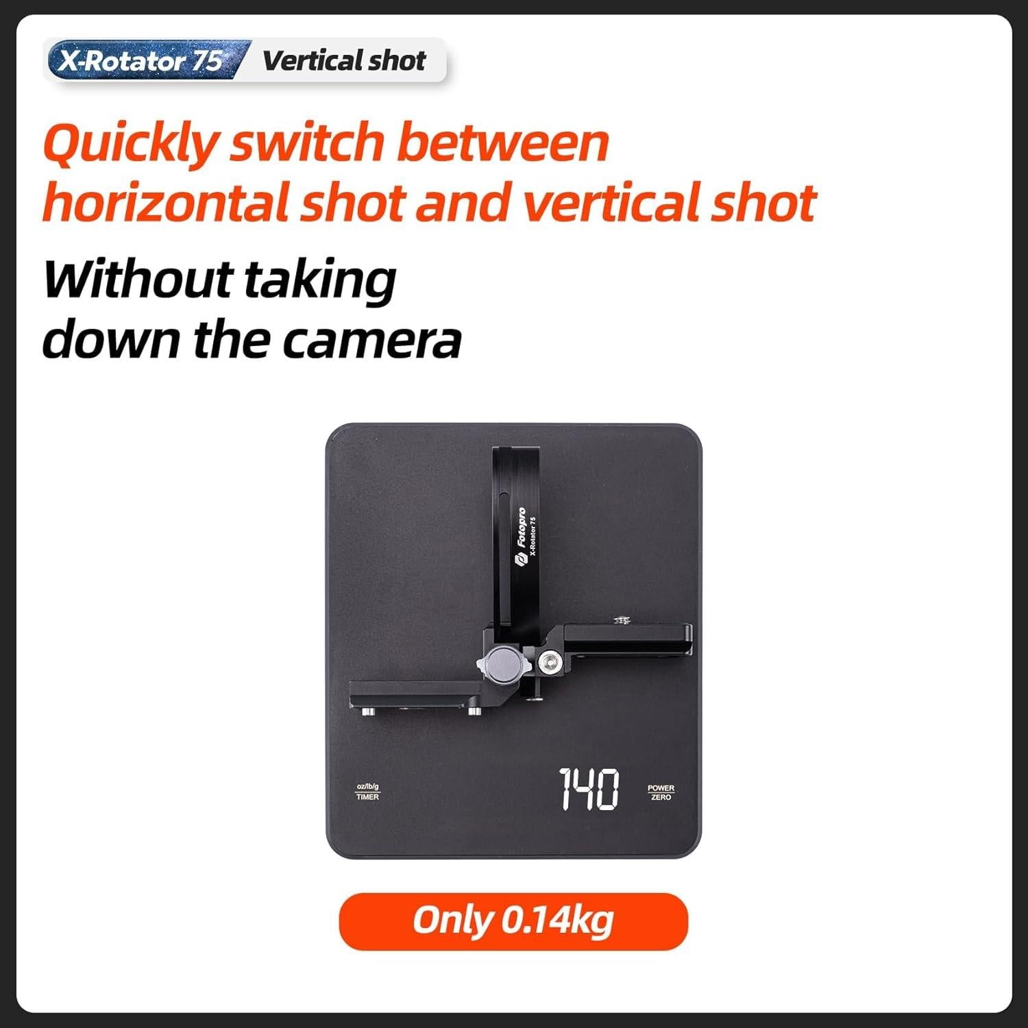 Soporte Vertical Fotopro X-Rotator 75 para Cámara 64.8mm