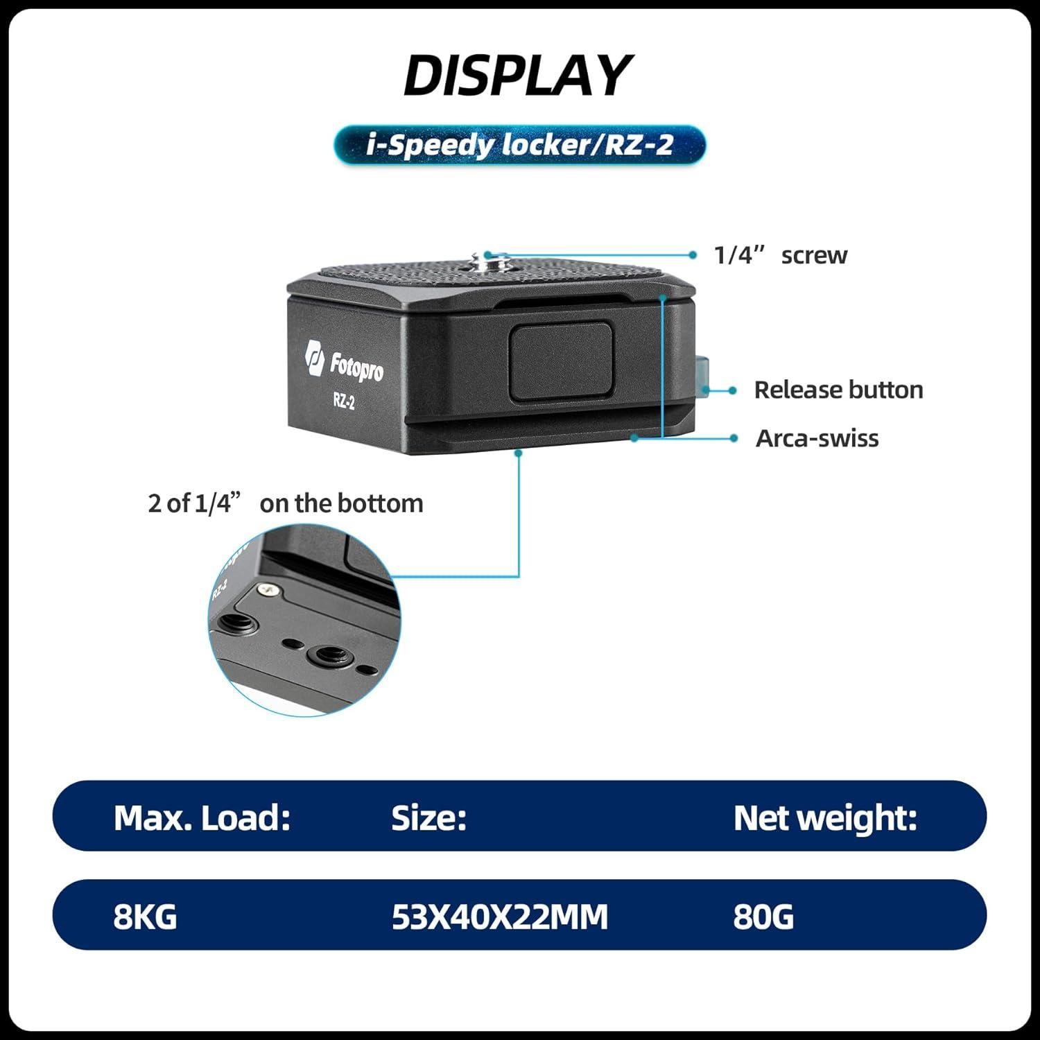 Placa de liberación rápida Fotopro RZ-2 para cámara DSLR