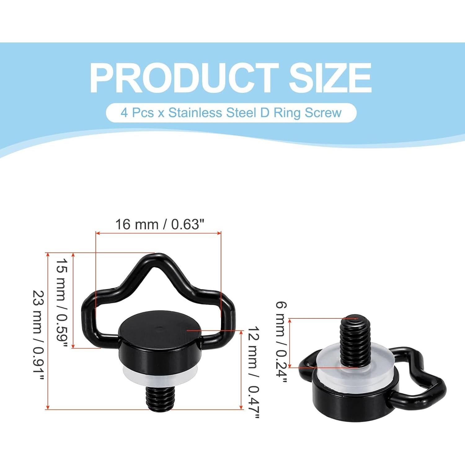 Tornillo en D de Acero Inoxidable PATIKIL - 4 Pcs 23 mm