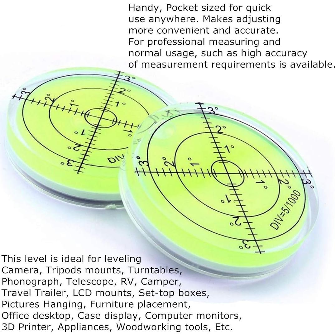Nivel de Burbuja Circular SIZIKJXGHWYI 60mm Acrílico Amarillo-Verde