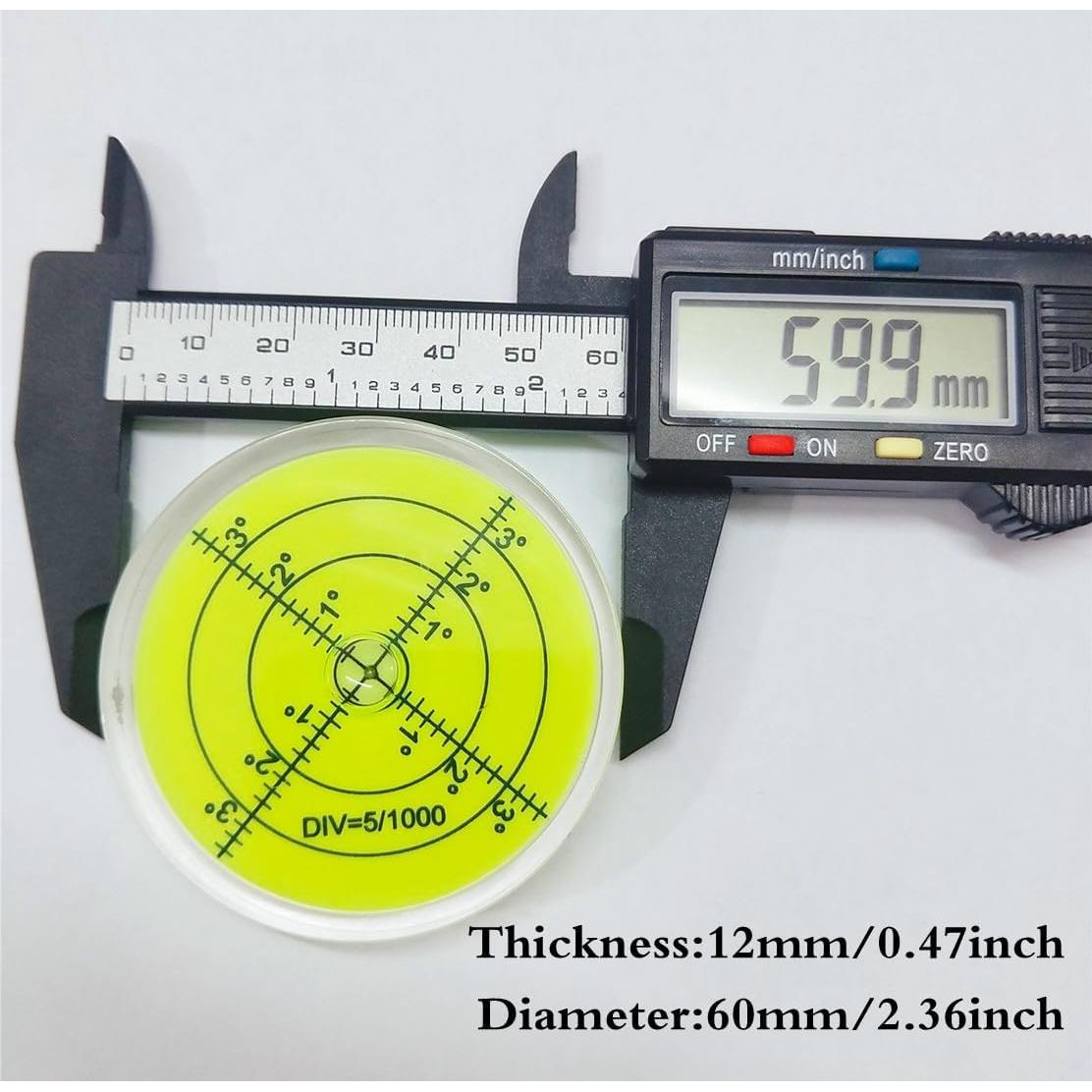 Nivel de Burbuja Circular SIZIKJXGHWYI 60mm Acrílico Amarillo-Verde