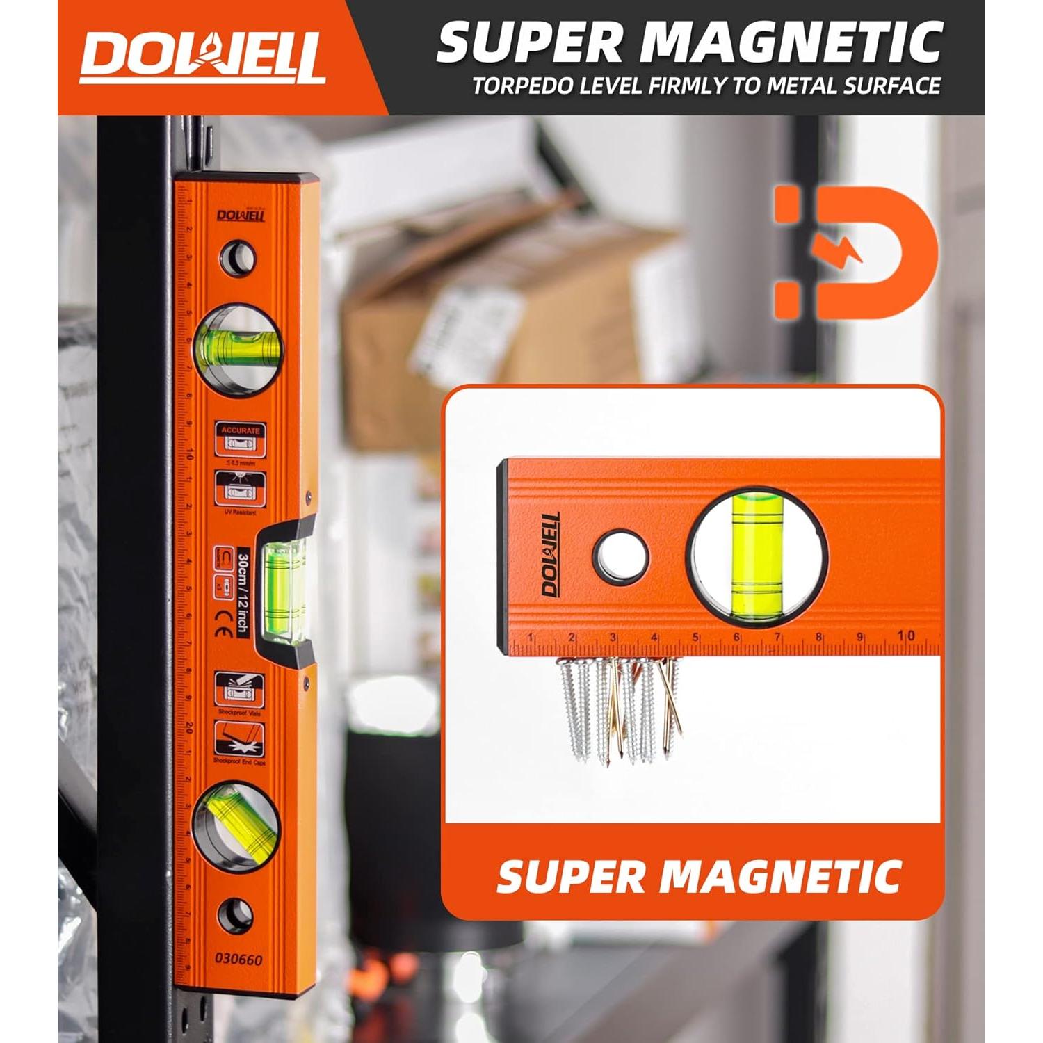Nivel de Burbuja Magnético DOWELL 300mm 3 Viales