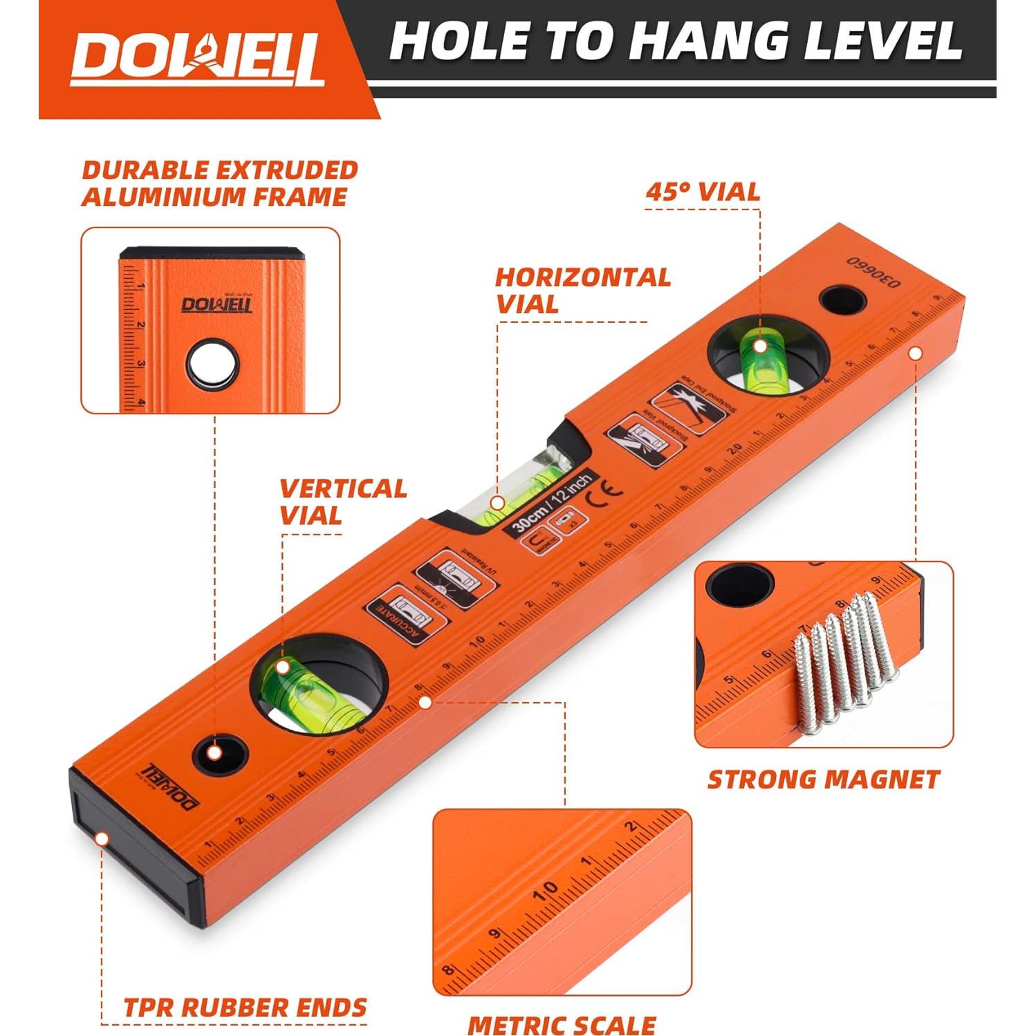 Nivel de Burbuja Magnético DOWELL 300mm 3 Viales