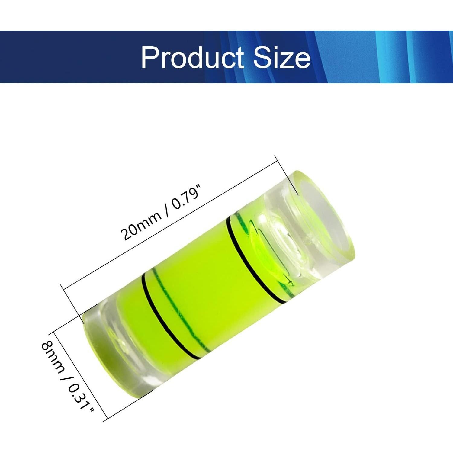 10 Niveles de Burbuja Cilíndricos Hegebeck 8x20mm PMMA