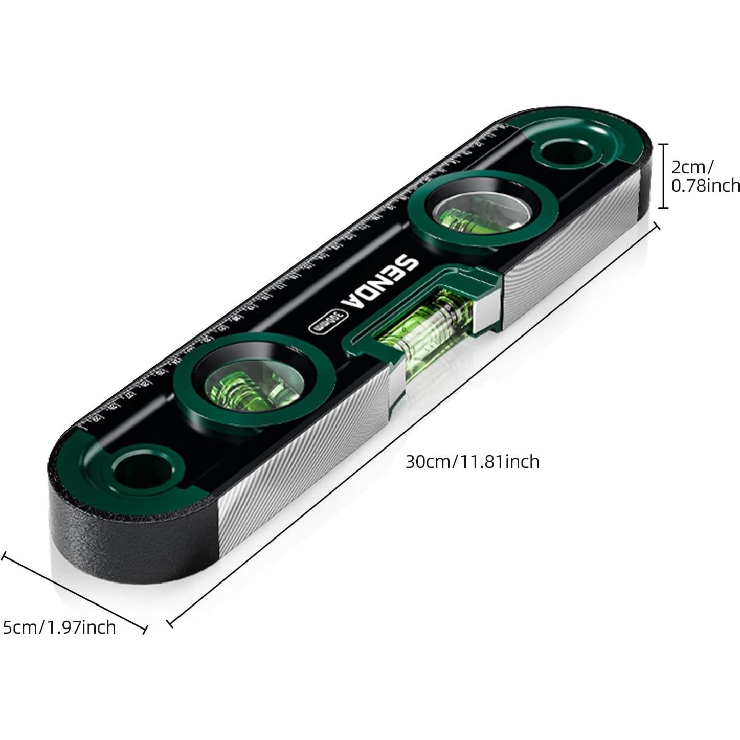 Nivel Torpedo Magnético 30 cm SENDATOOLS con 3 Viales
