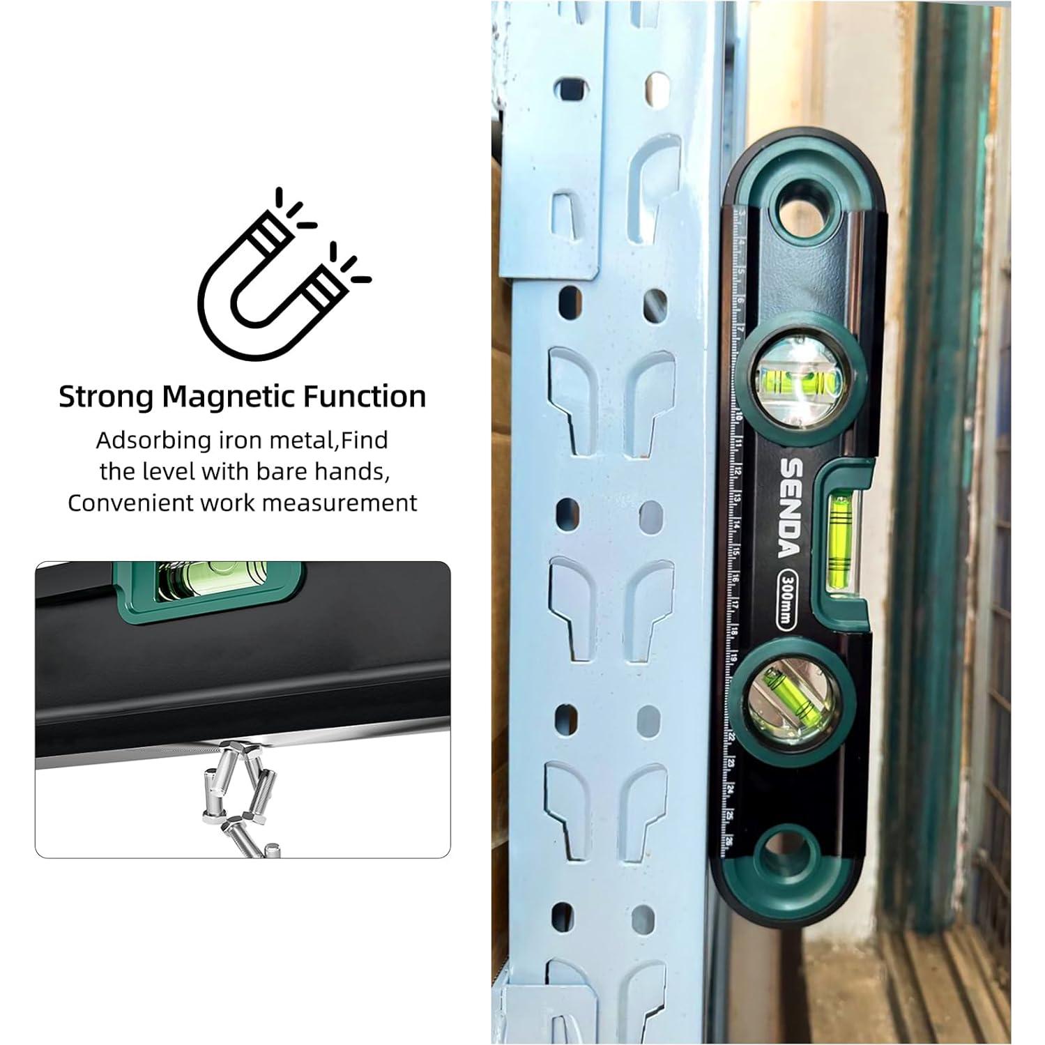 Nivel Torpedo Magnético 30 cm SENDATOOLS con 3 Viales