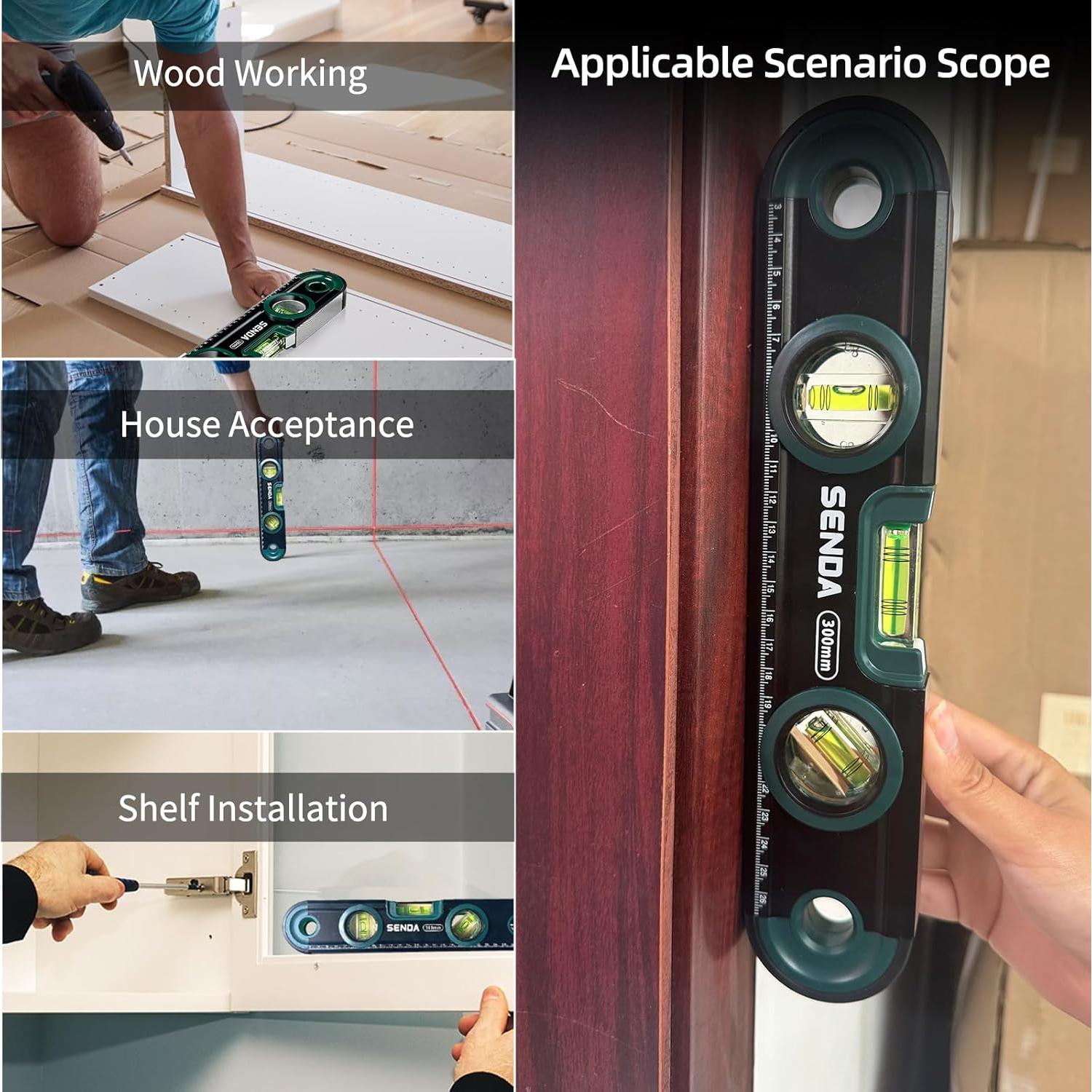 Nivel Torpedo Magnético 30 cm SENDATOOLS con 3 Viales