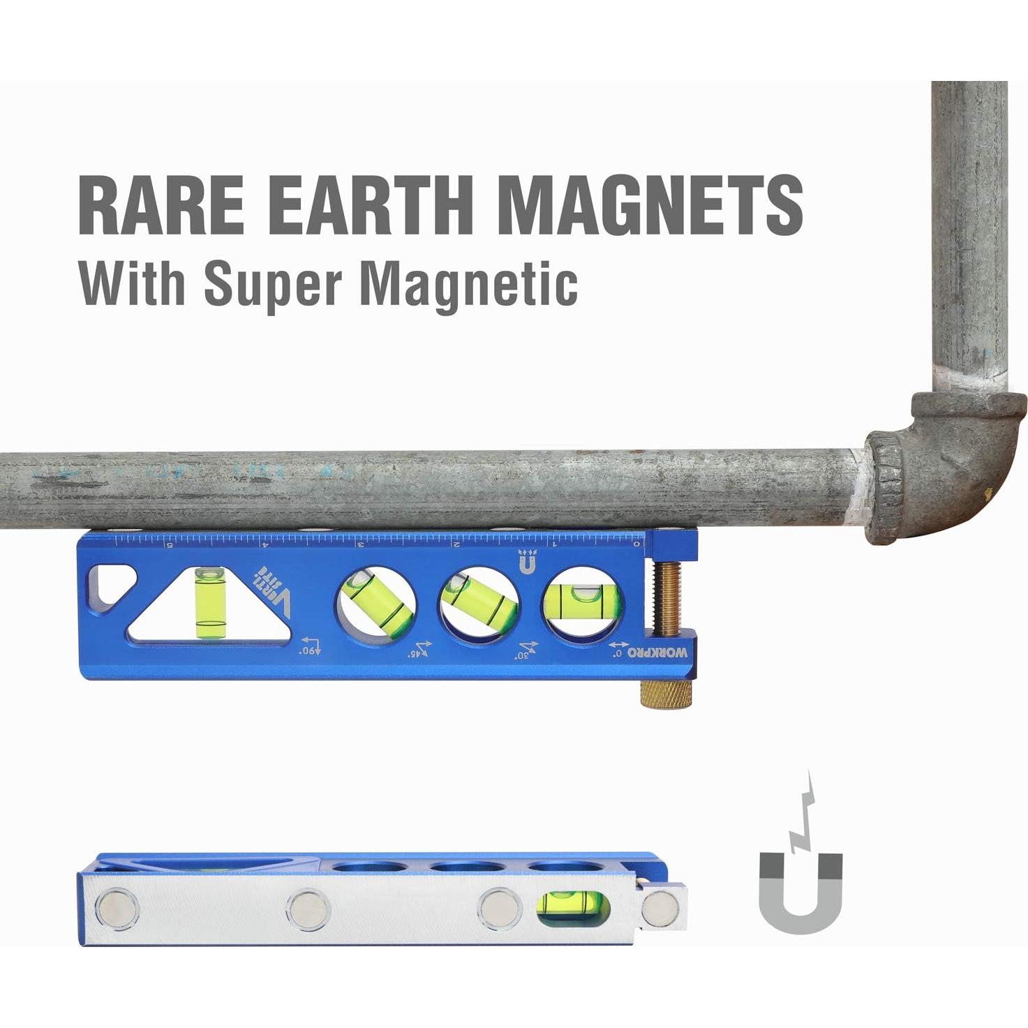 Nivel Torpedo Magnético WORKPRO 16.5 cm con 4 Viales