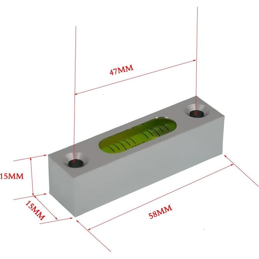 Nivel de burbuja rectangular XMLEI 58x15mm aluminio vidrio
