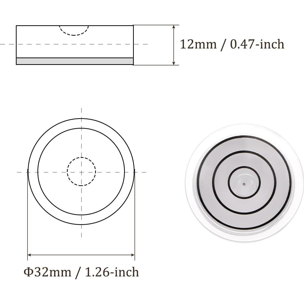 4 Niveles de Burbuja Redondos Kozelo 32mm para Herramientas