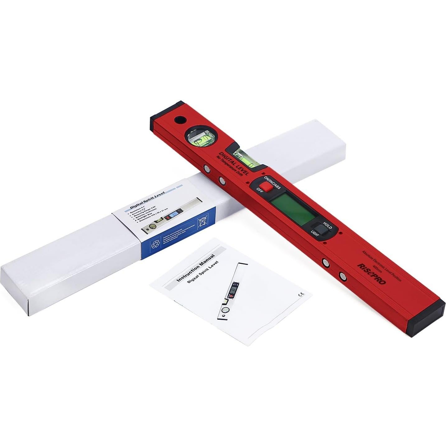 Nivel Digital RISEPRO 41.6 cm con Transportador y Base Magnética