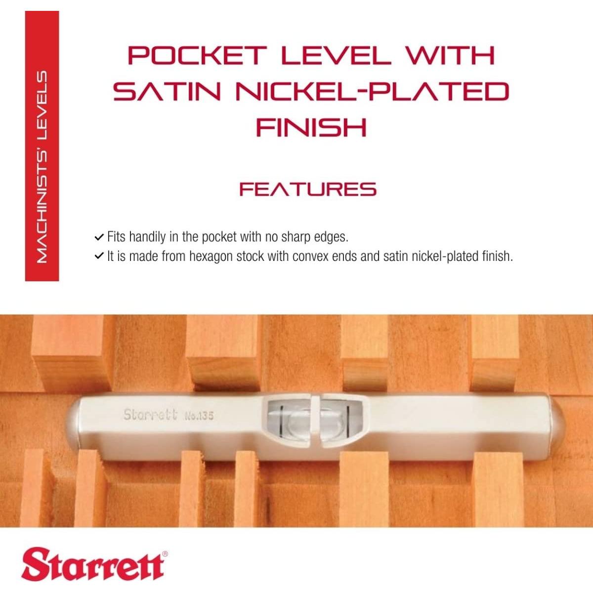 Nivel de bolsillo Starrett 135A - 6.35 cm - Niquelado