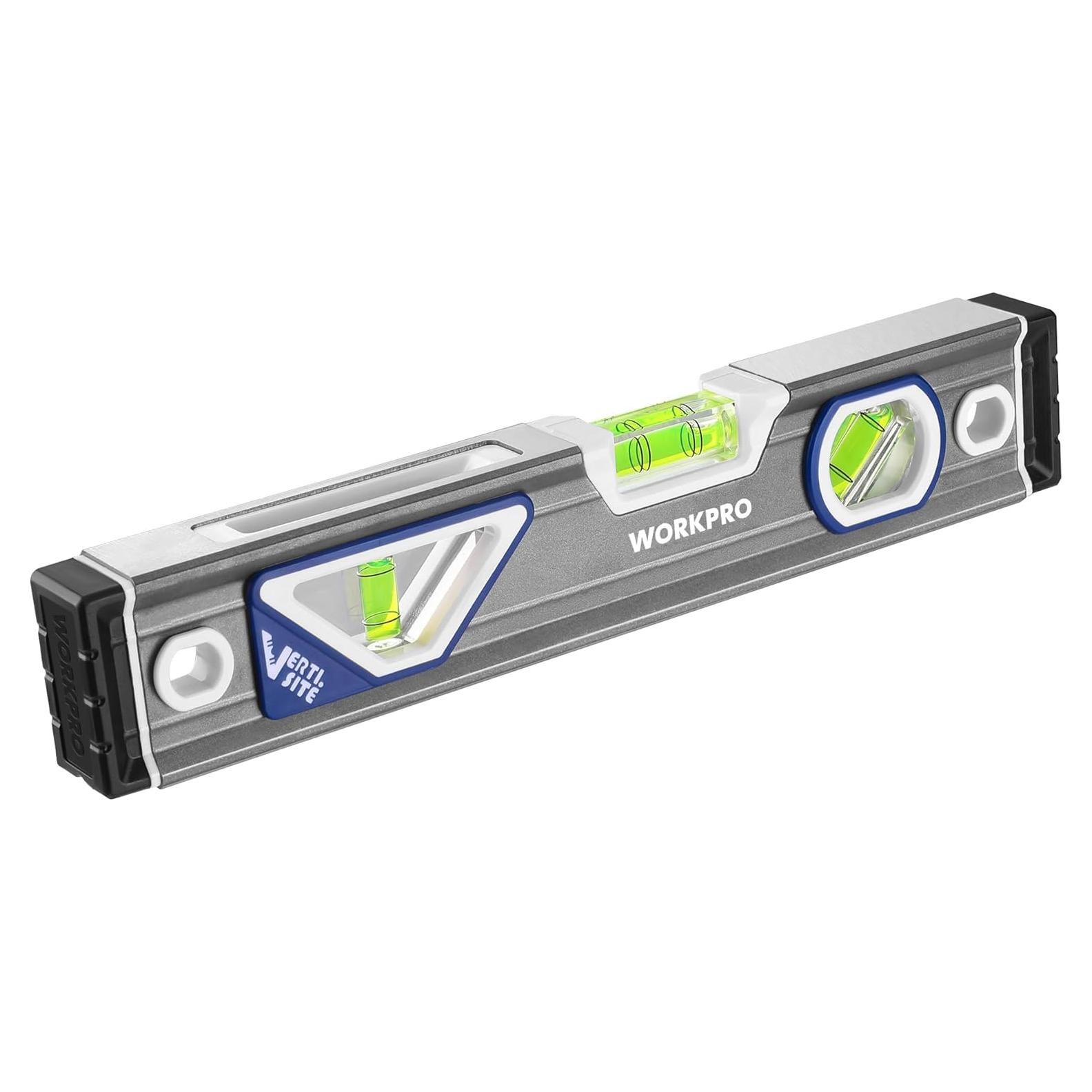 Nivel Torpedo WORKPRO 25 cm con 3 Burbujeas y V-Groove