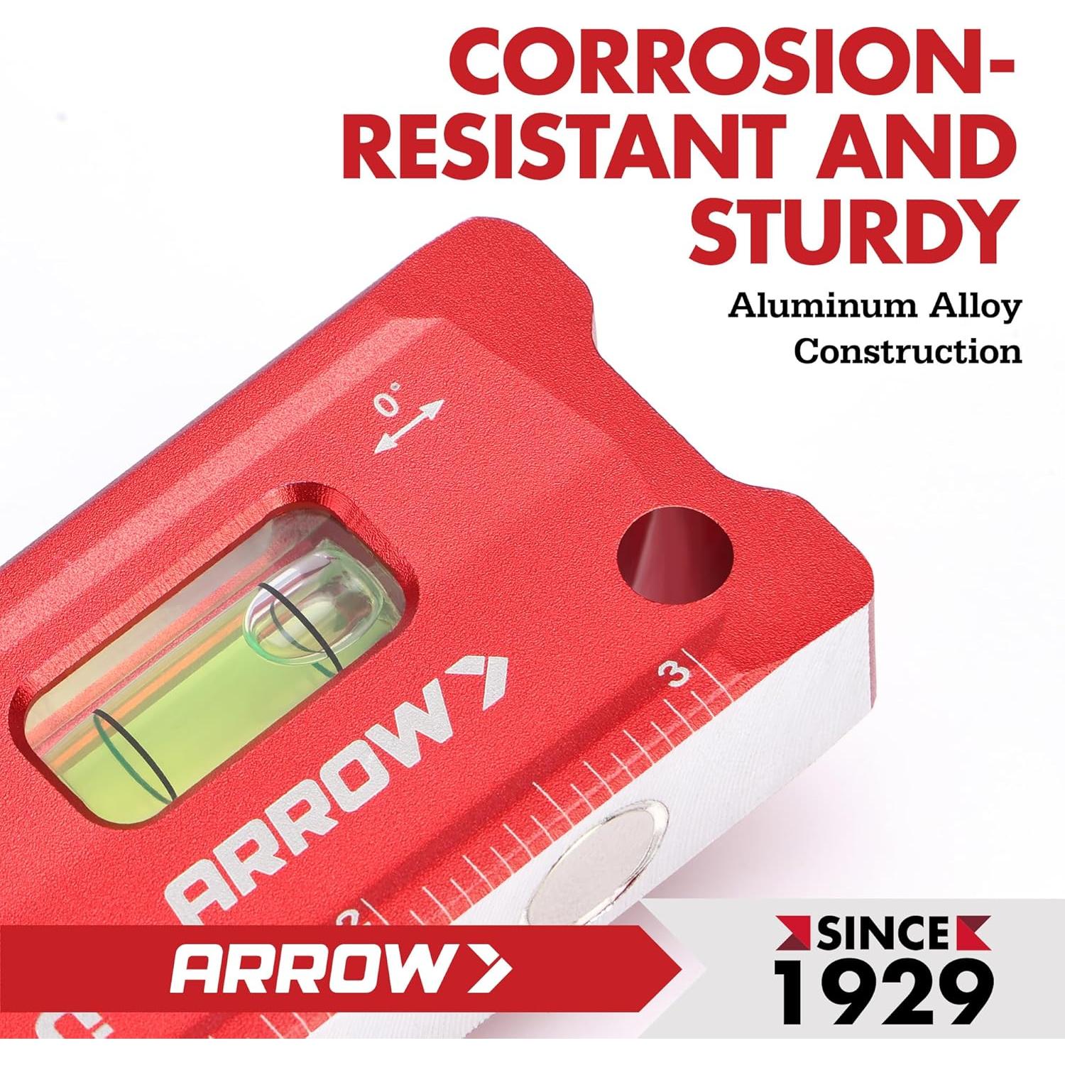 Nivel Torpedo Magnético Arrow 10.16 cm Aluminio Rojo