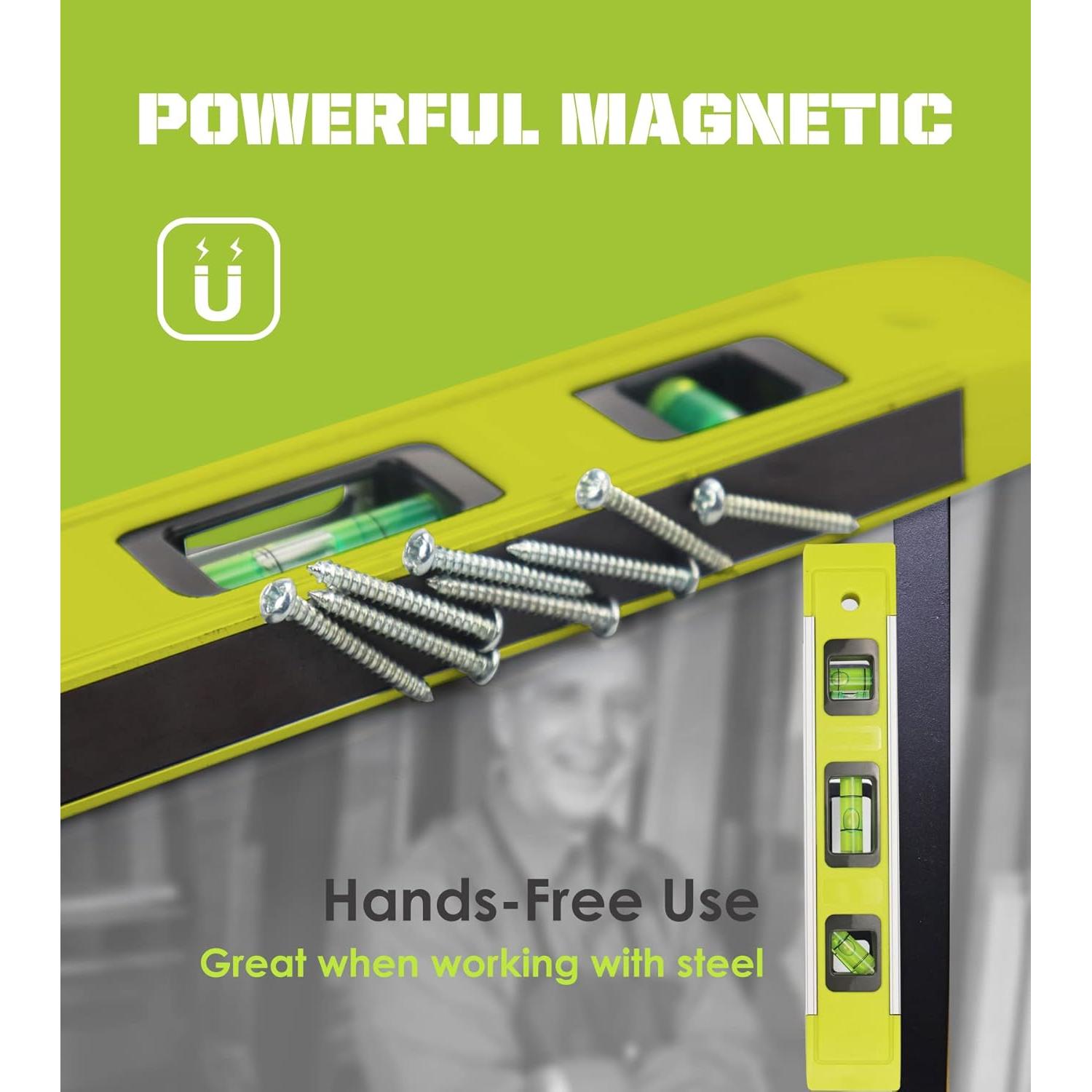 Nivel de Torpedo Magnético DIFFLIFE 225mm Aluminio Verde