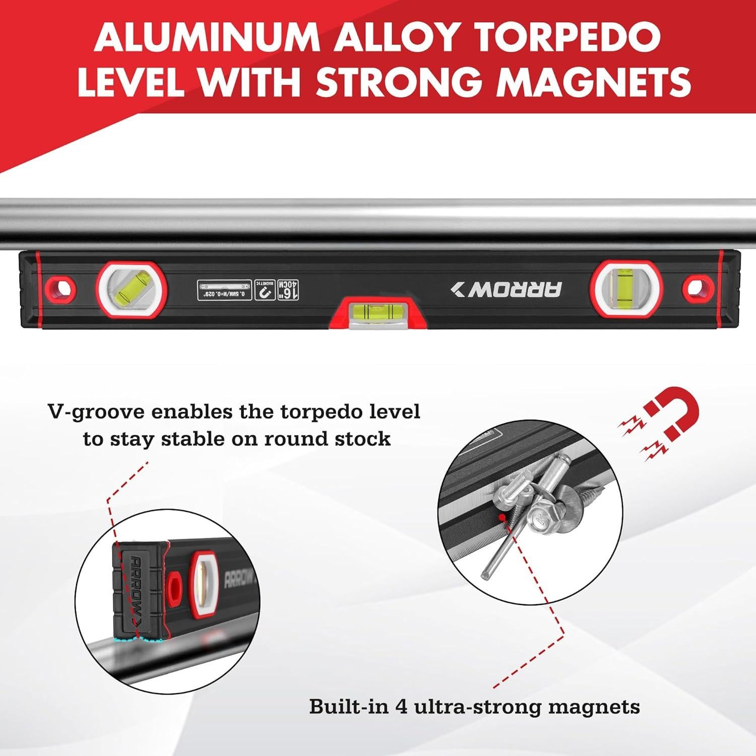 Nivel Torpedo Magnético 40.64 cm Arrow Aluminio