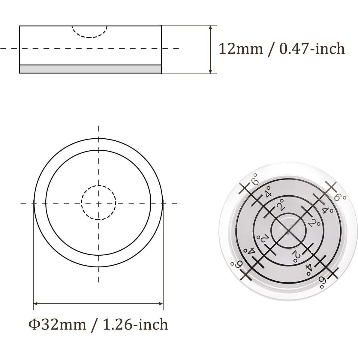 5 Piezas Nivel de Burbuja Circular 32mm Kozelo - Mini Herramienta