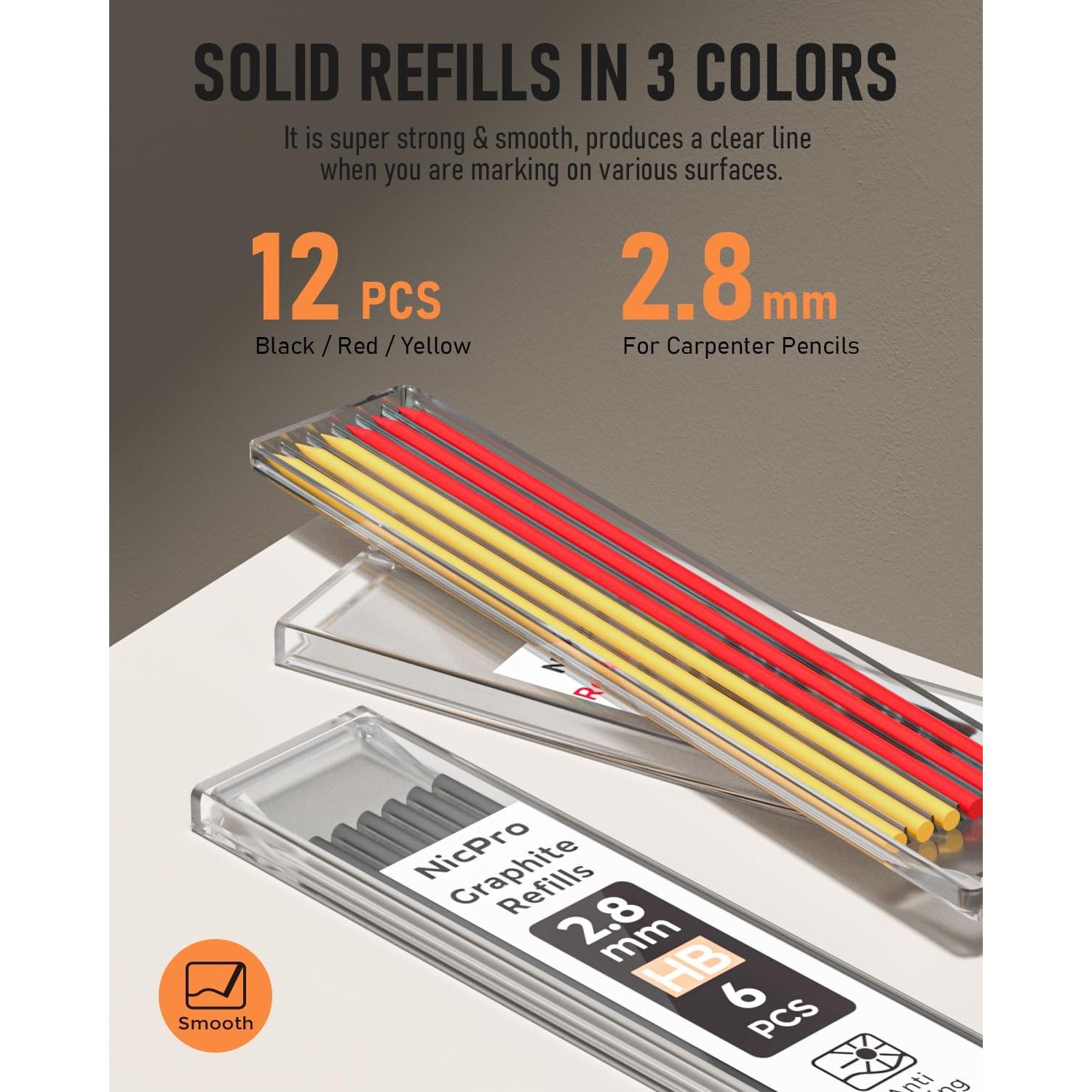 Juego de Lápices de Carpintero Nicpro 3-en-1 con Agarre Removible