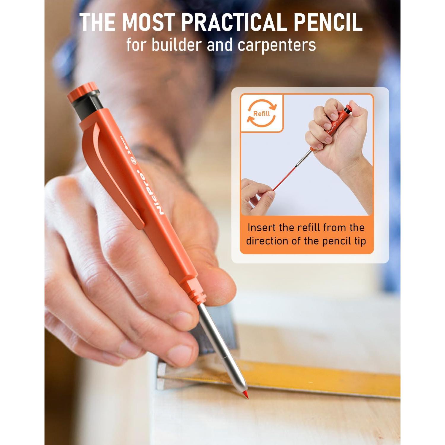 Juego de Lápices de Carpintero Nicpro 3-en-1 con Agarre Removible