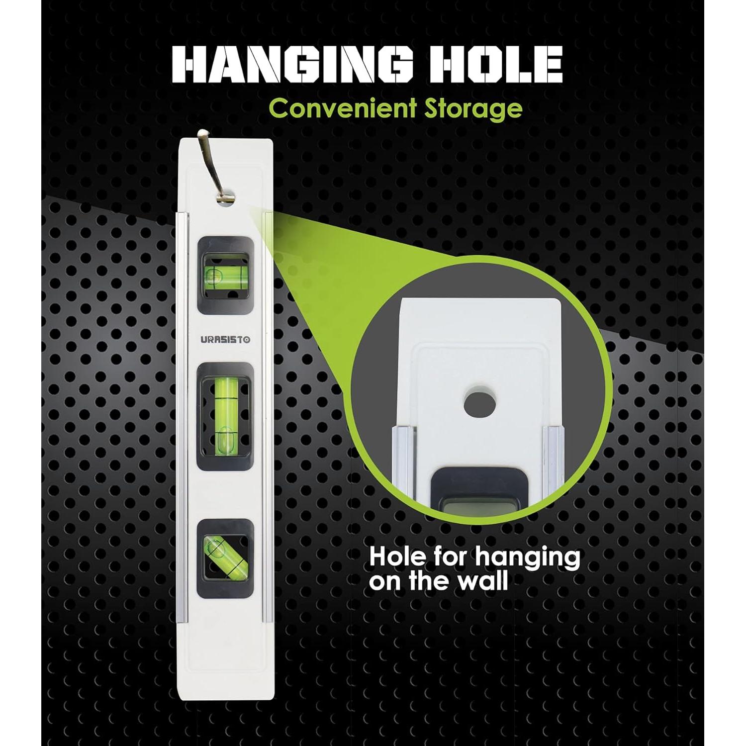 Paquete de 2 Niveles Torpedo URASISTO 9" con Burbuja 45°/90°/180°