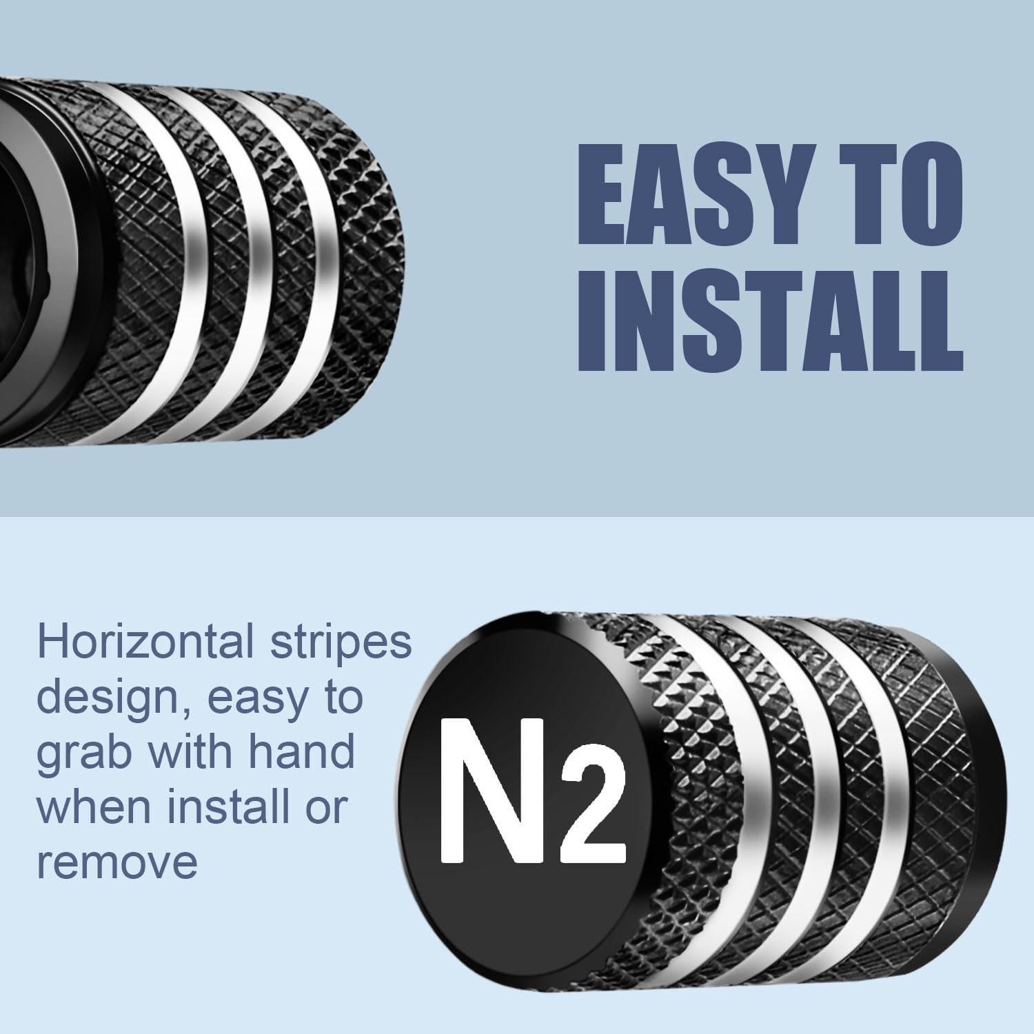 Tapas de Válvula de Neumático DECURCAR N2 Nitrógeno - Paquete de 5