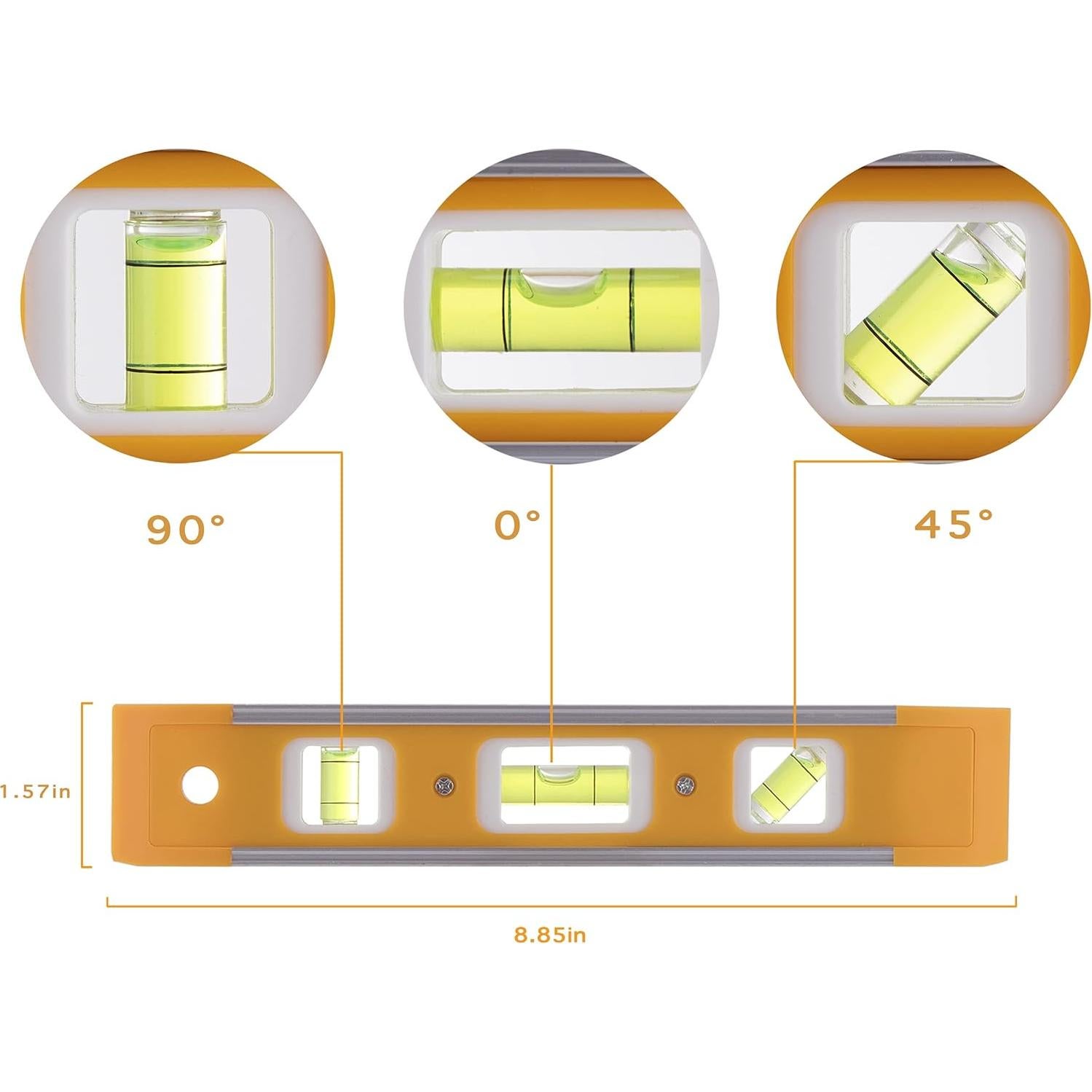 Nivel Torpedo Magnético LAND 22.5 cm con 3 Viales Naranja
