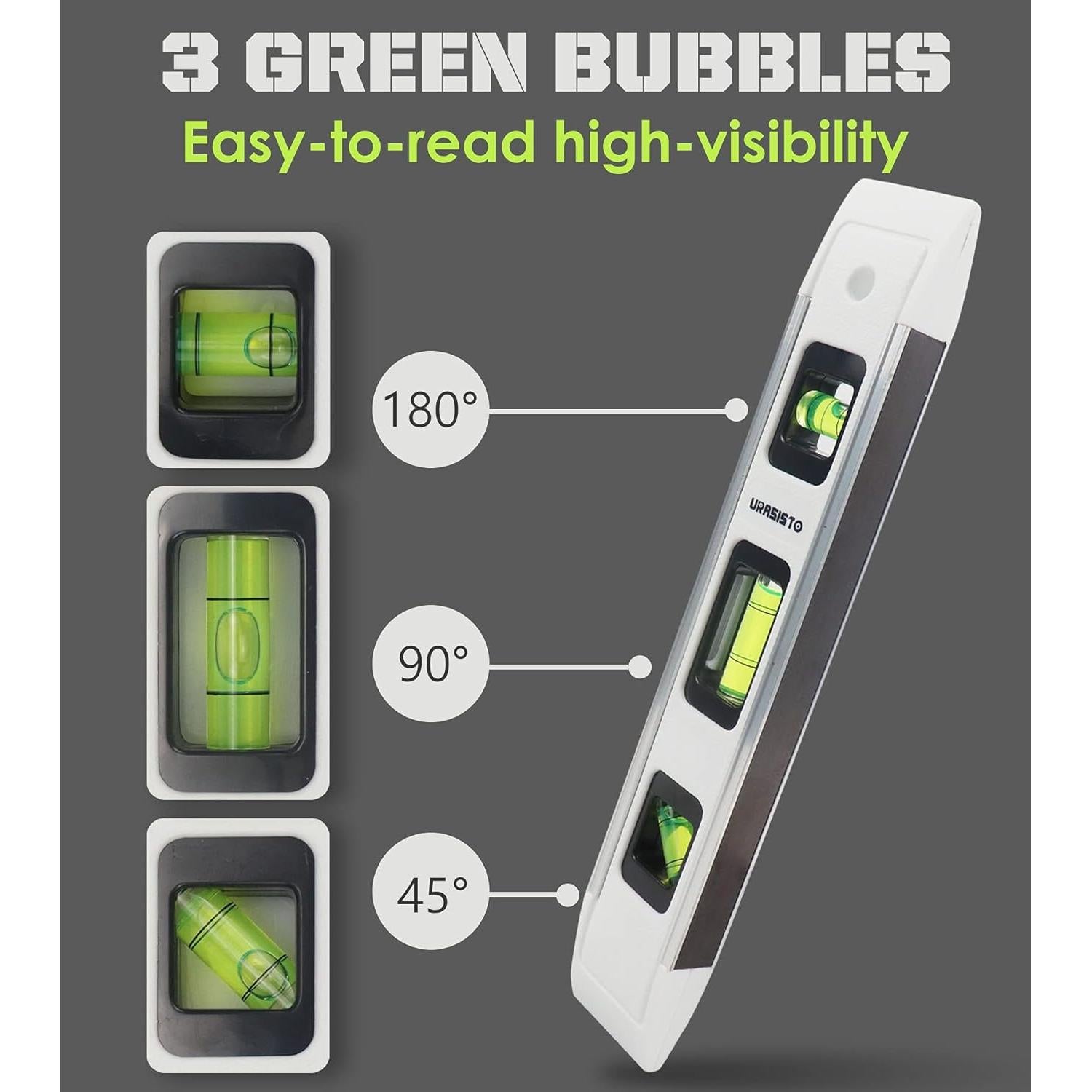 Nivel Torpedo 225 mm URASISTO con Burbuja 45°/90°/180°