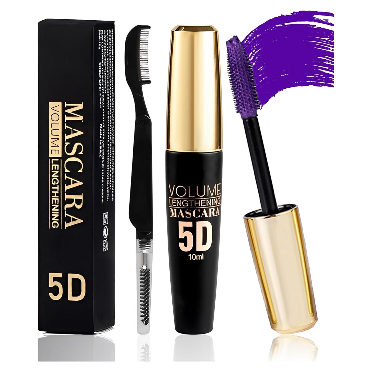 Máscara de Pestañas 5D Púrpura a Prueba de Agua y Larga Duración