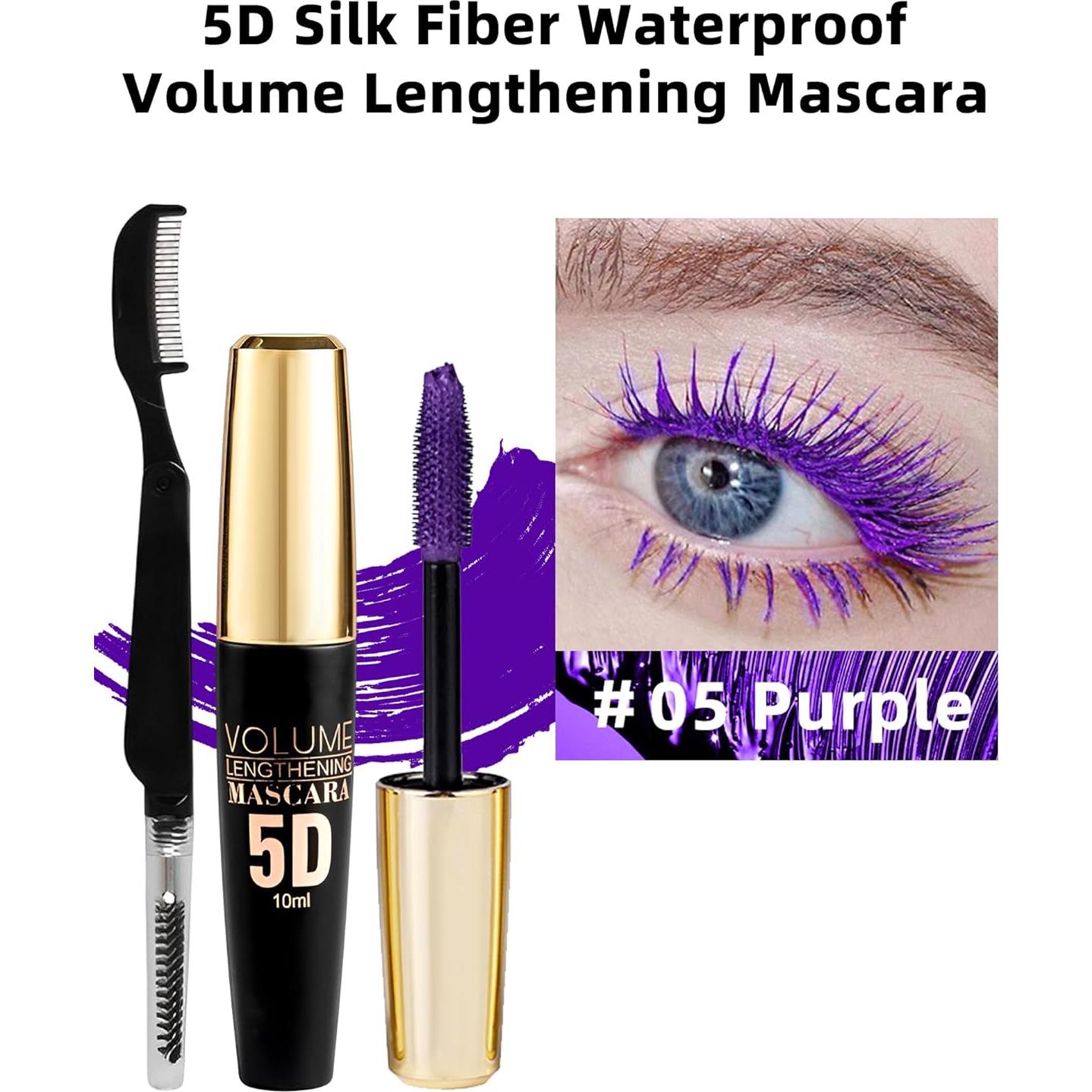 Máscara de Pestañas 5D Púrpura a Prueba de Agua y Larga Duración